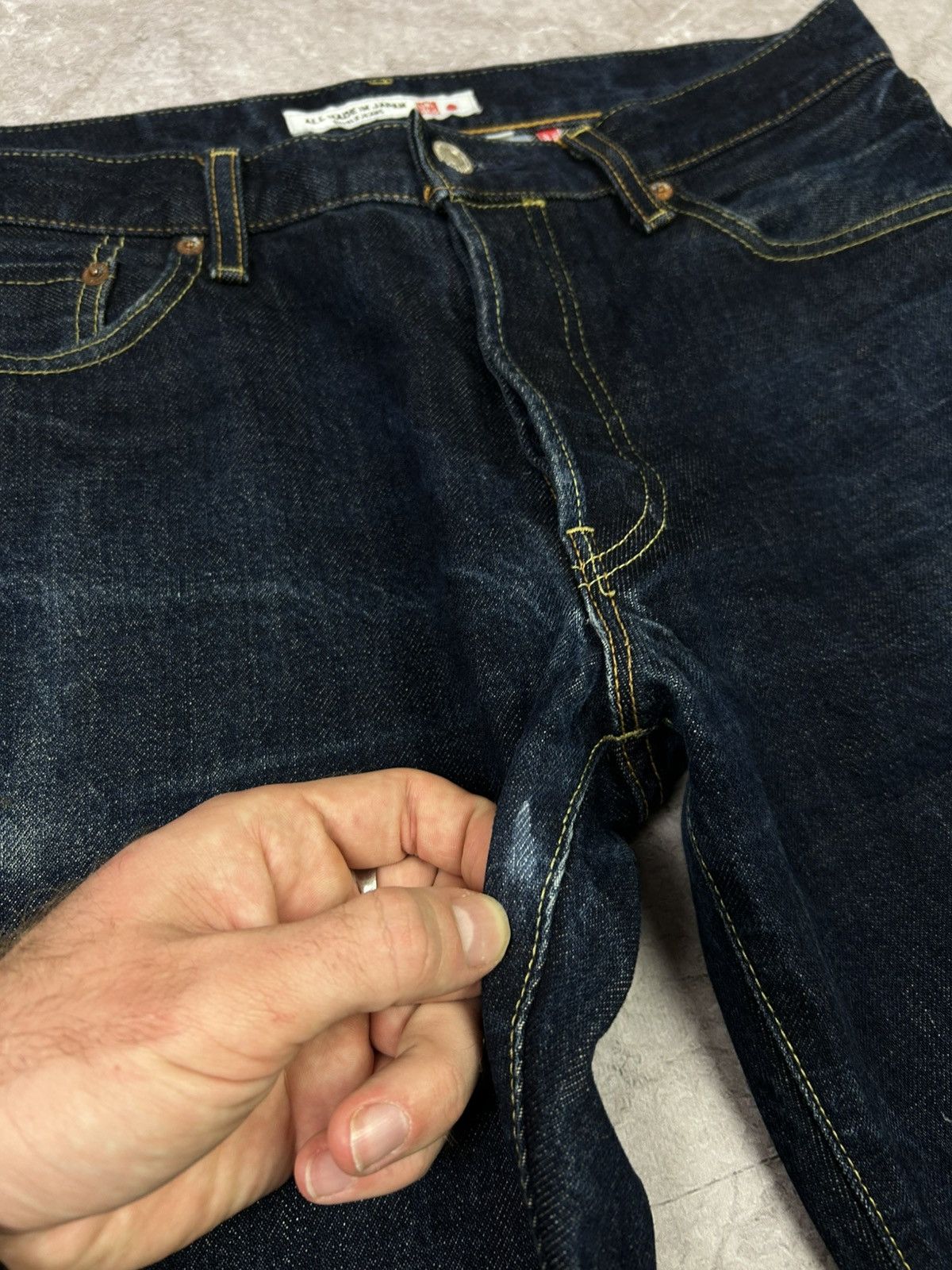 Blue Blue Japan × Japanese Brand × Uniqlo Uniqlo All Made in Japan Selvedge Navy Denim Pants Size US 32 / EU 48 - 8 Thumbnail