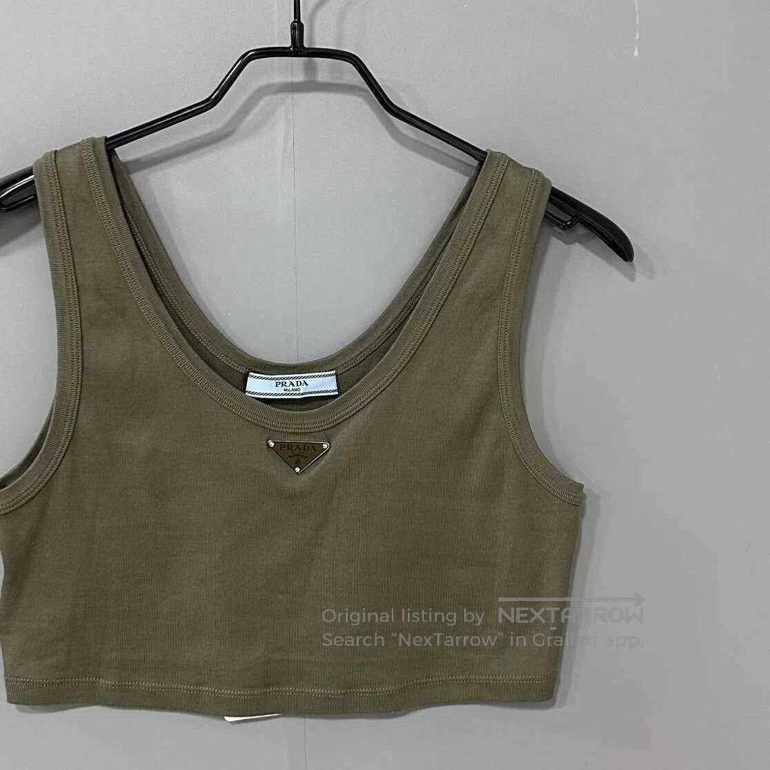 Prada Prada Green Logo Triangle Tank Top. Size M / US 6-8 / IT 42-44 - 2 Thumbnail