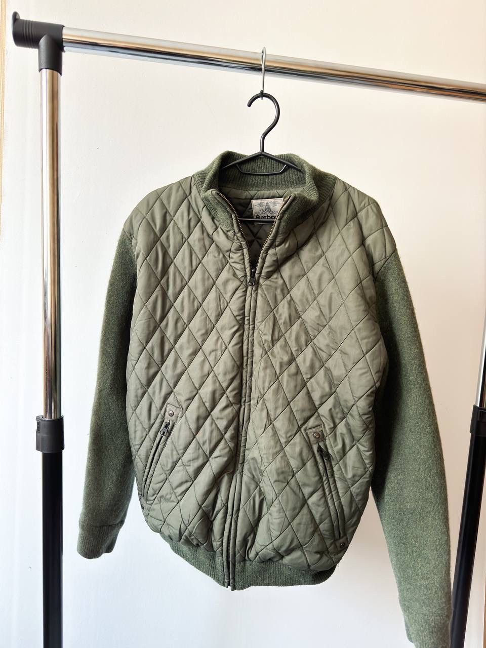 image of Barbour Wool Reversible Quilted Jacket in Green, Men's (Size Medium)
