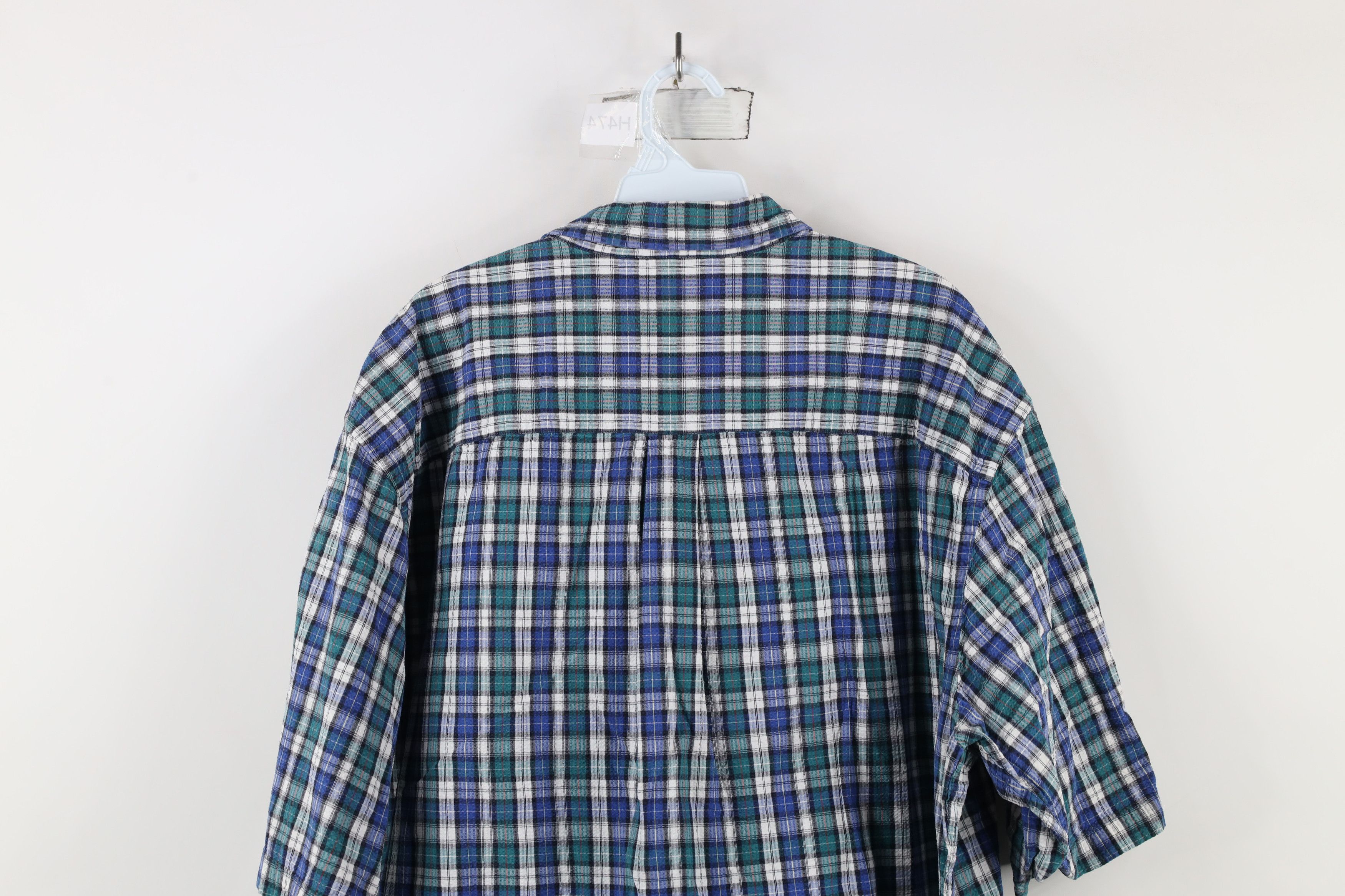 Lands' End × Vintage Vintage 90s Lands End Sucker Short Sleeve Button Down Shirt Size US XL / EU 56 / 4 - 10 Thumbnail