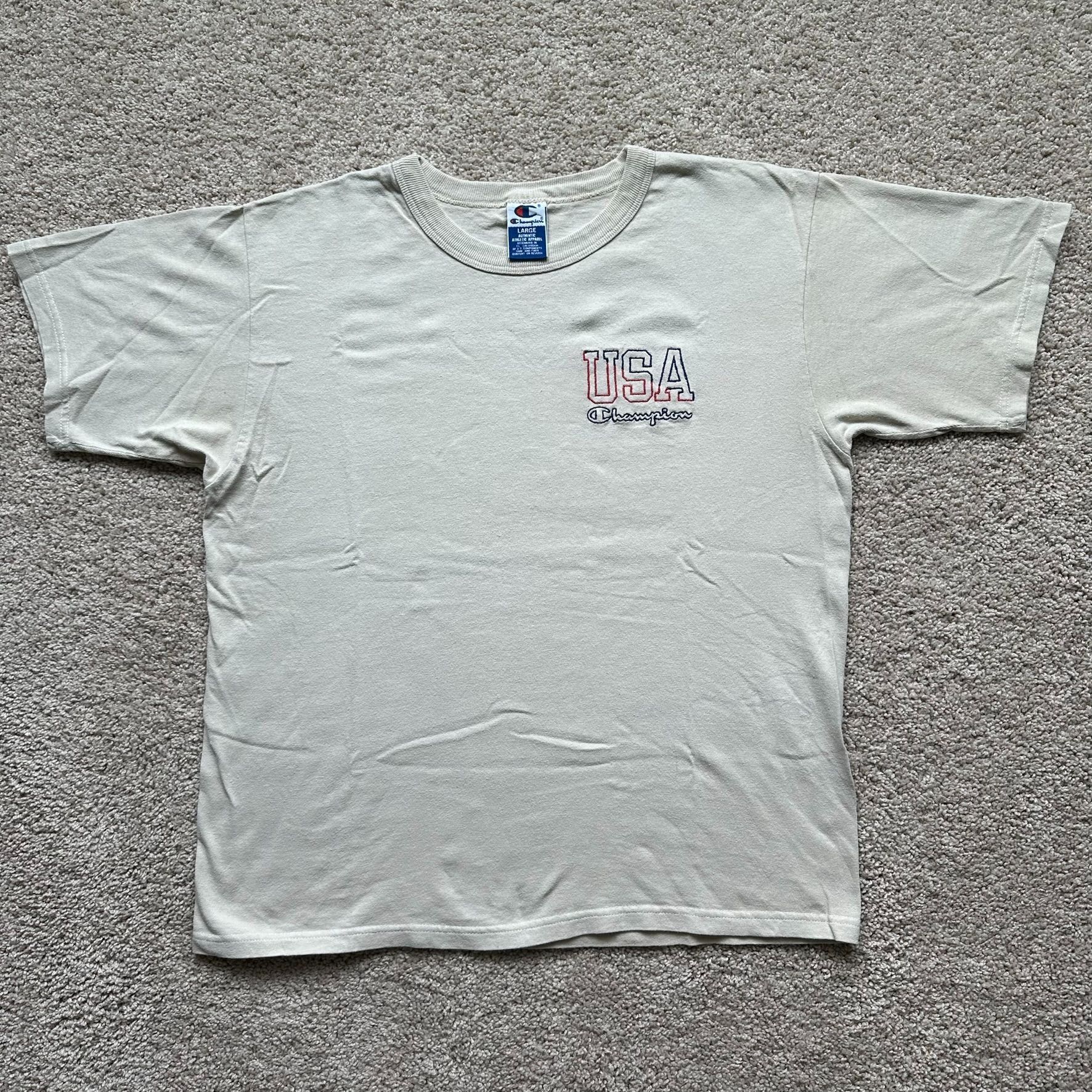 Champion Vintage Y2K Champion Team USA T-Shirt Beige Embroidered Athl Size US L / EU 52-54 / 3 - 1 Thumbnail