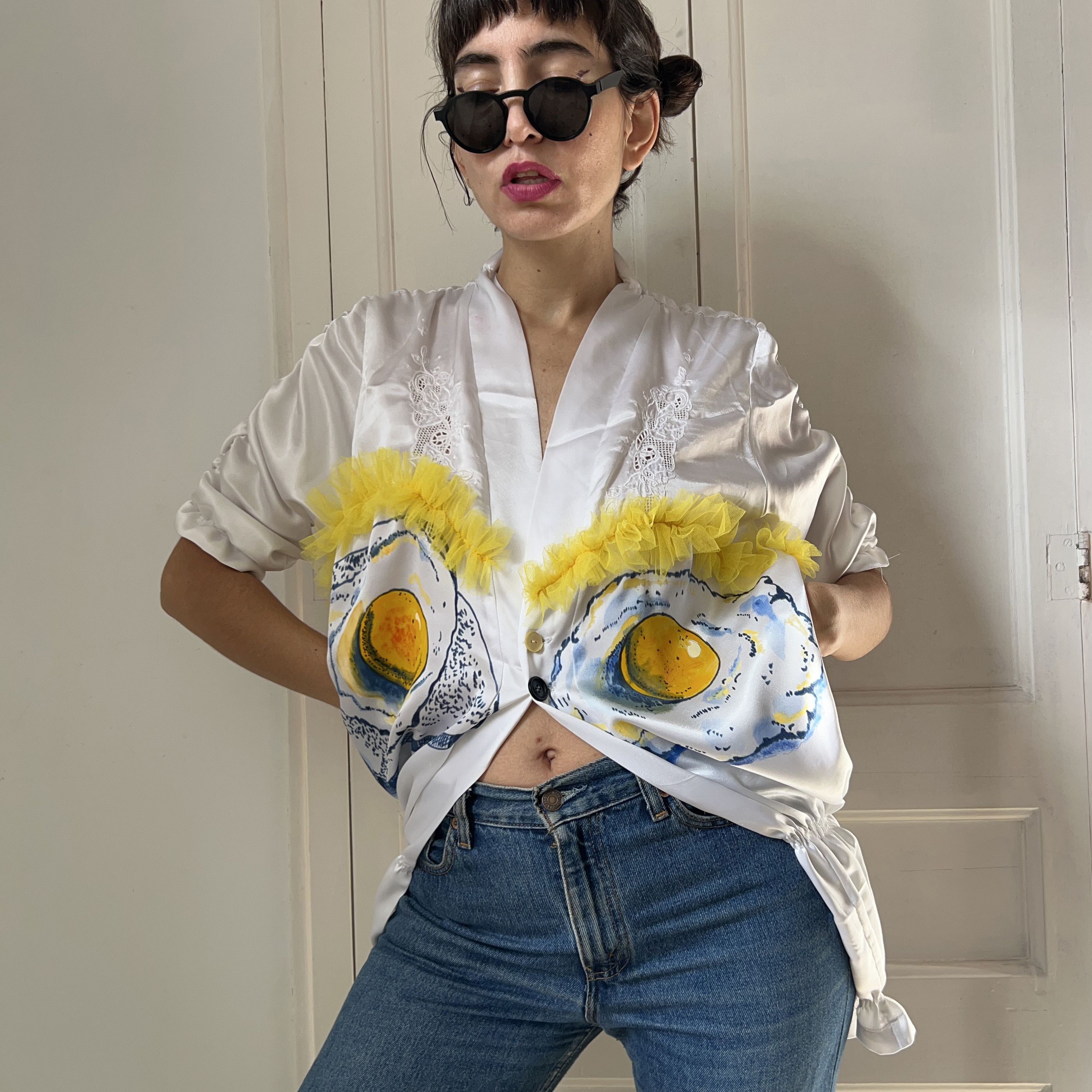 Custommade Vintage Reworked Sleep Fried Eggs Shirt Size XS / US 0-2 / IT 36-38 - 5 Thumbnail