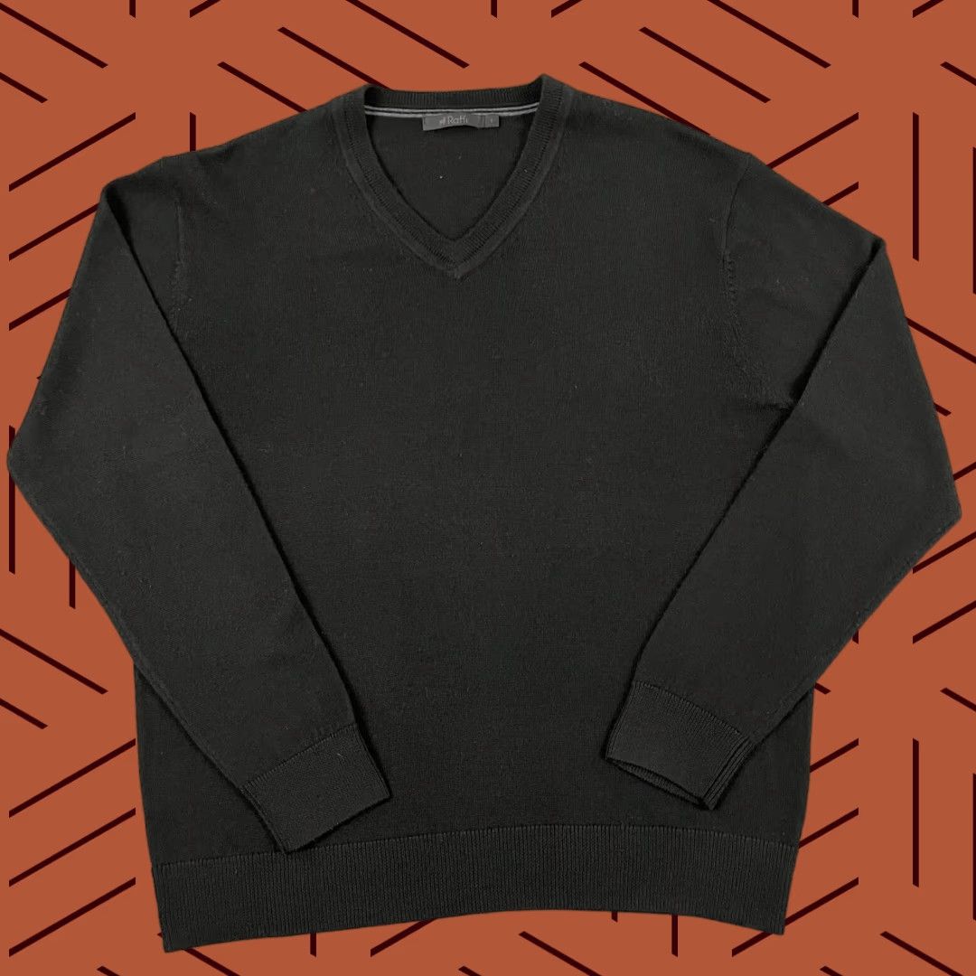 Vintage RAFFI Mens Large Black Extra Fine Merino Wool Lightweight Sweater Jumper Size US L / EU 52-54 / 3 - 1 Thumbnail