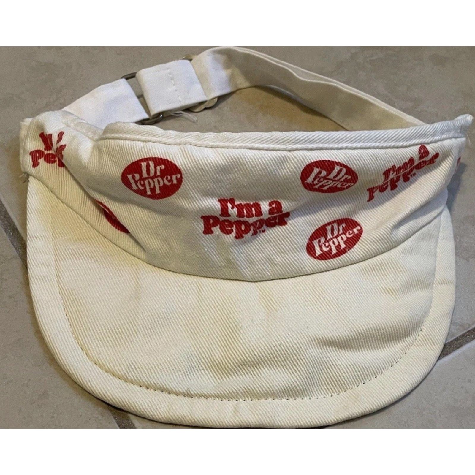 Vintage VINTAGE 80s Dr Pepper Visor Hat White Strapback Beach Surf Promotional Sunglass Sunglass? Size ONE SIZE - 2 Thumbnail