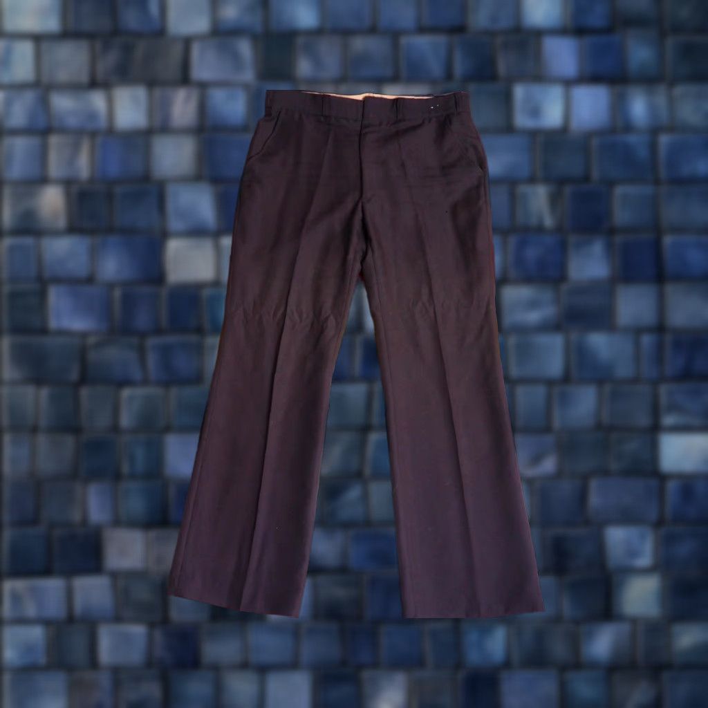 Etro VTG 70s Dark Mocha Brown Poly Retro Hippy Dress Trousers Pants Mens 37x32 Size US 37 - 1 Thumbnail