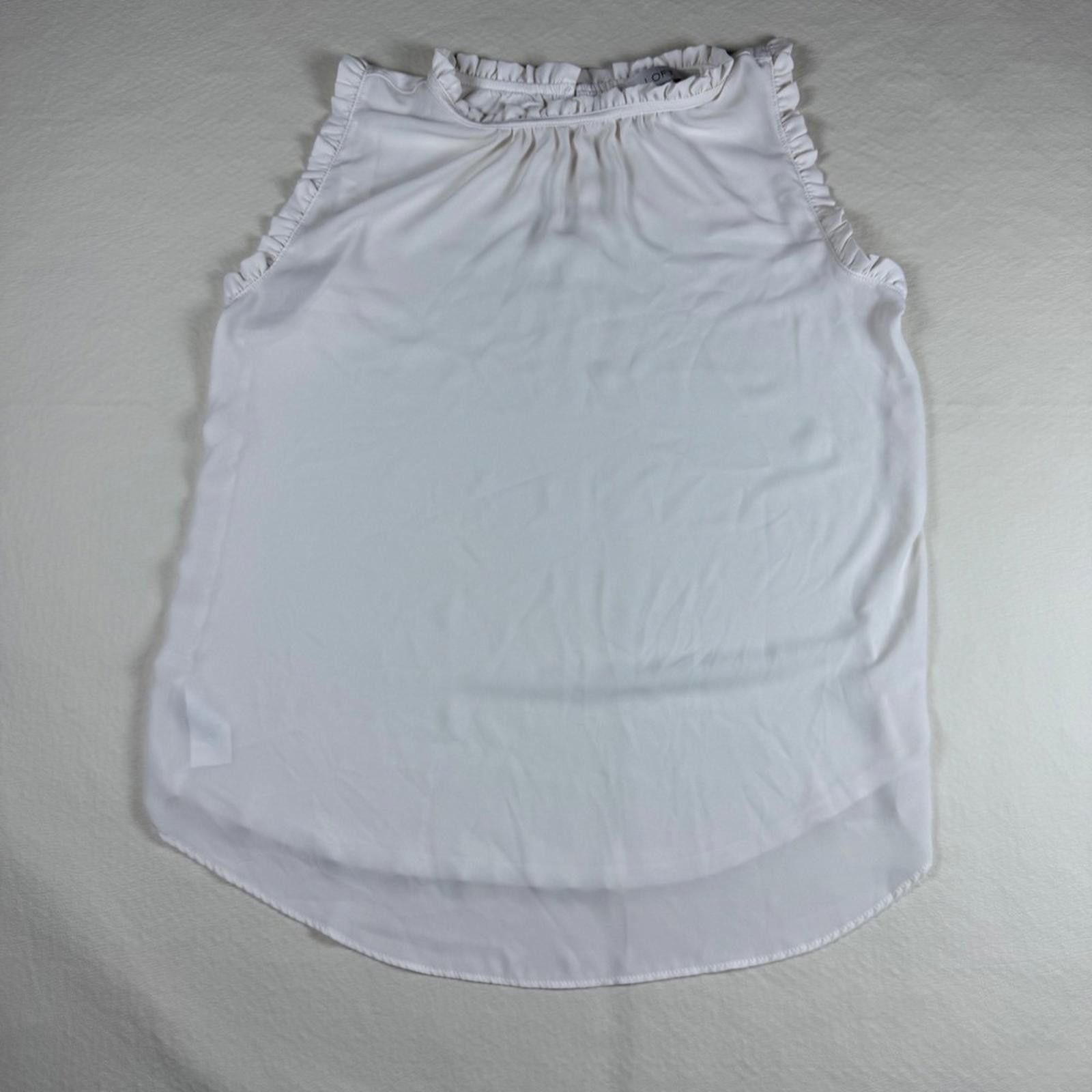 Other Loft Womens White Ruffle High Neck Sleeveless Blouse S Size S / US 4 / IT 40 - 1 Thumbnail