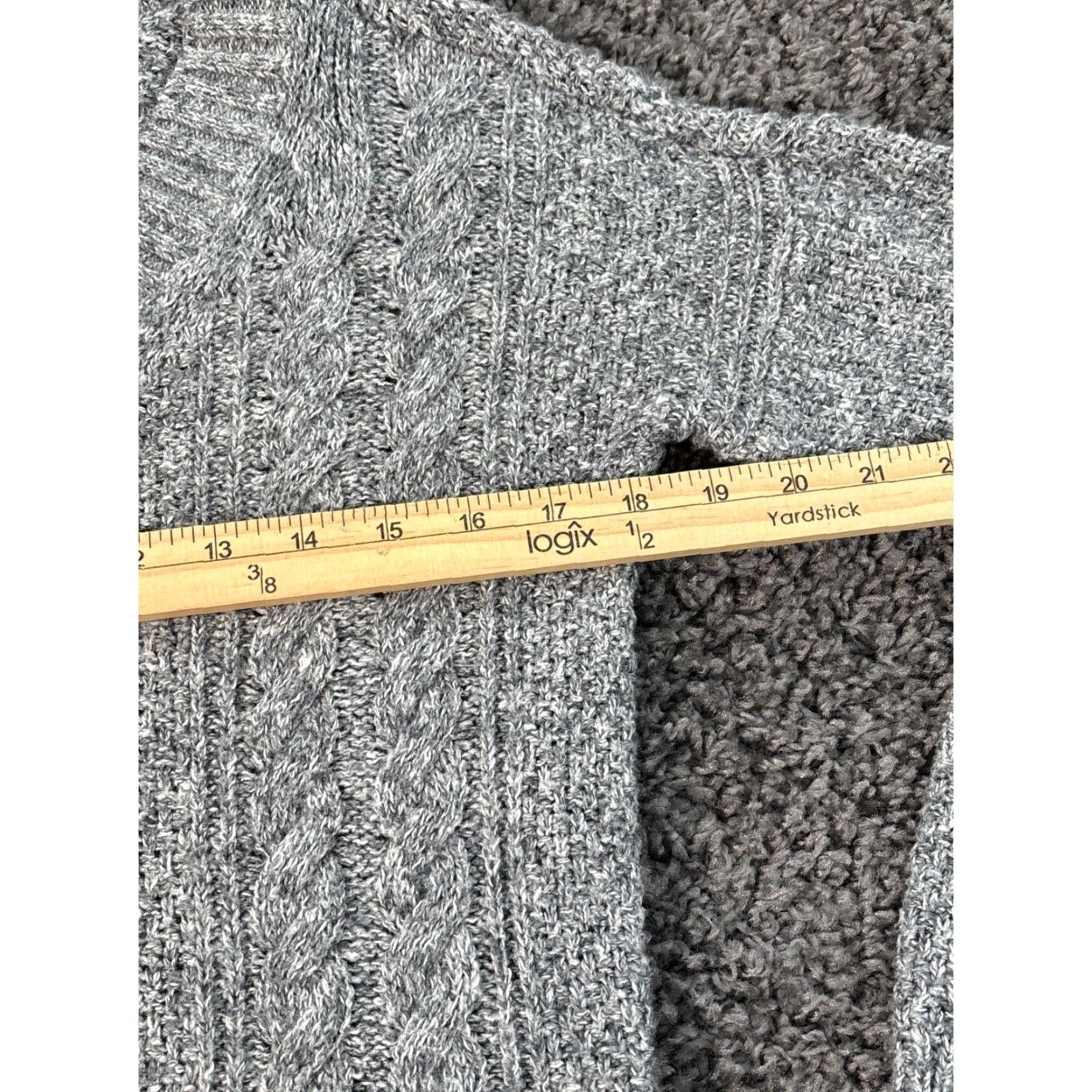 Abercrombie & Fitch VINTAGE Abercrombie & Fitch Sweater Womens Small Gray Chunky-Knit V-Neck Pullover (Cotton) S Size S / US 4 / IT 40 - 3 Thumbnail