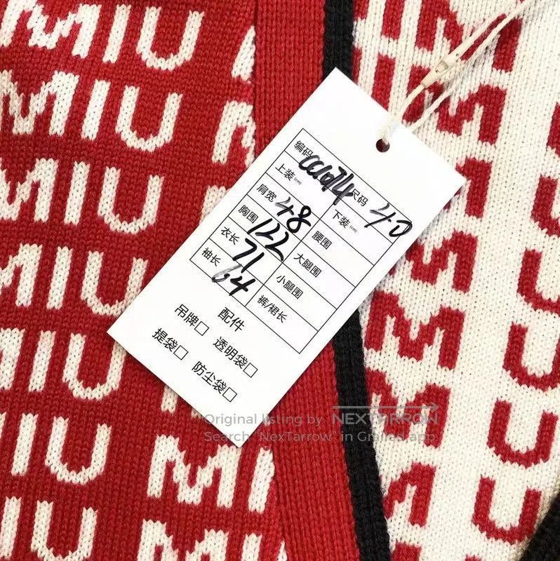 Miu Miu Miu Miu Red Wool Cardigan with Logo Print . Size XXS / US 00 / IT 34 - 7 Thumbnail
