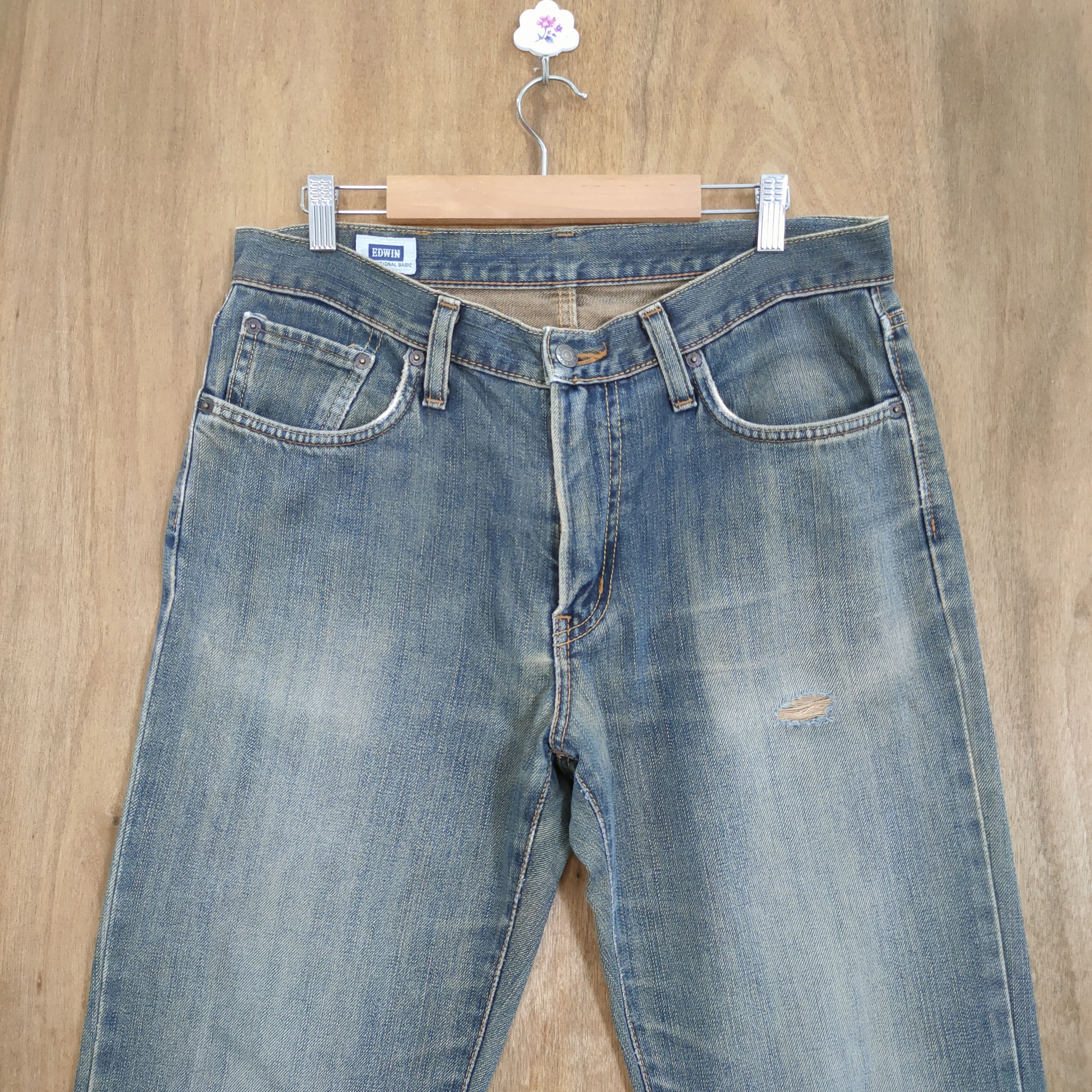 Edwin × Jean VINTAGE EDWIN 403 RIPPED JEANS DENIM PANTS Size US 33 - 4 Thumbnail