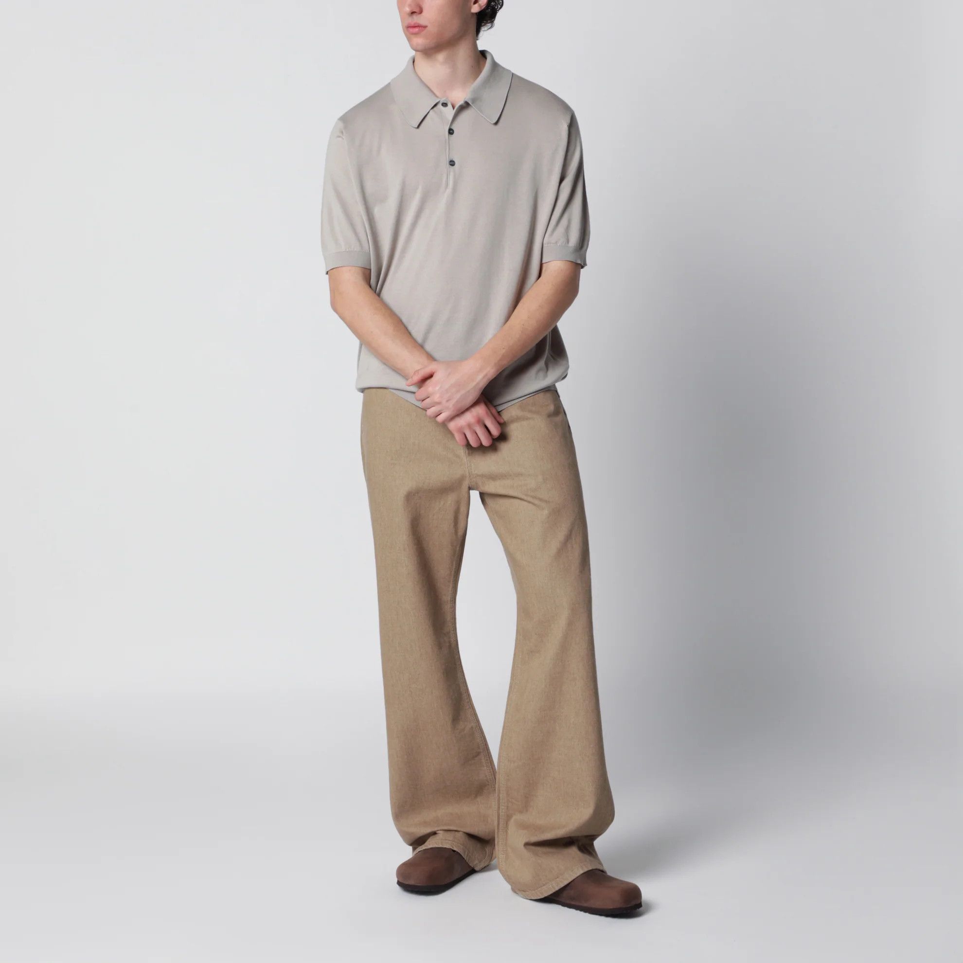 John Smedley o1d2blof0526 Cotton Polo Shirt in Light Beige Size US XL / EU 56 / 4 - 1 Thumbnail