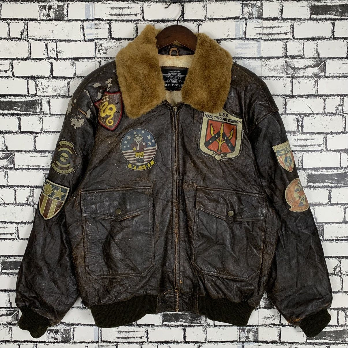 Vintage Bugle Boy US Air Force Flight Leather Jacket