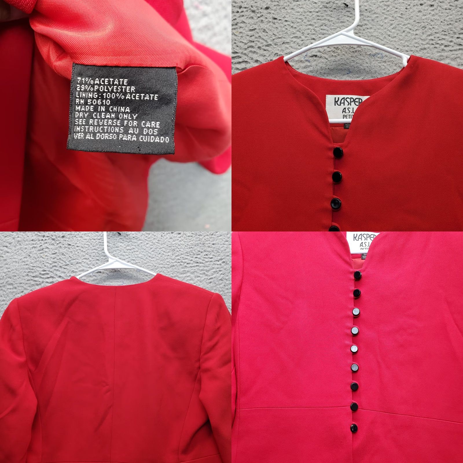 Kasper Kasper A.S.L. Blazer Jacket Womens Petites 6P Red Formal Long Sleeve Button Front Blazer Jacket Womens Size 6P Red Formal Long Sleeve Button Front Size M / US 6-8 / IT 42-44 - 8 Thumbnail