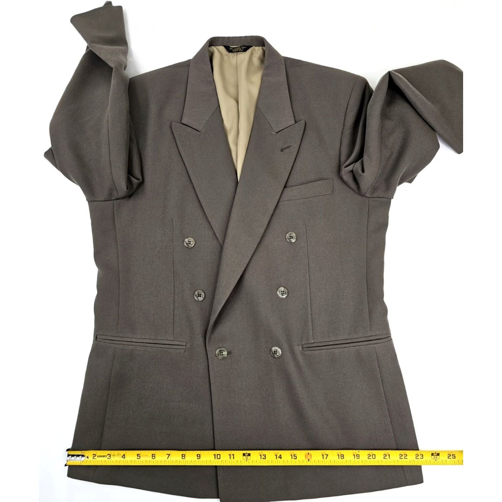 Vintage VINTAGE John Henry Blazer Wool Blend Coat Men 40R Double Breasted Brown Taupe USA Size 40R - 7 Thumbnail