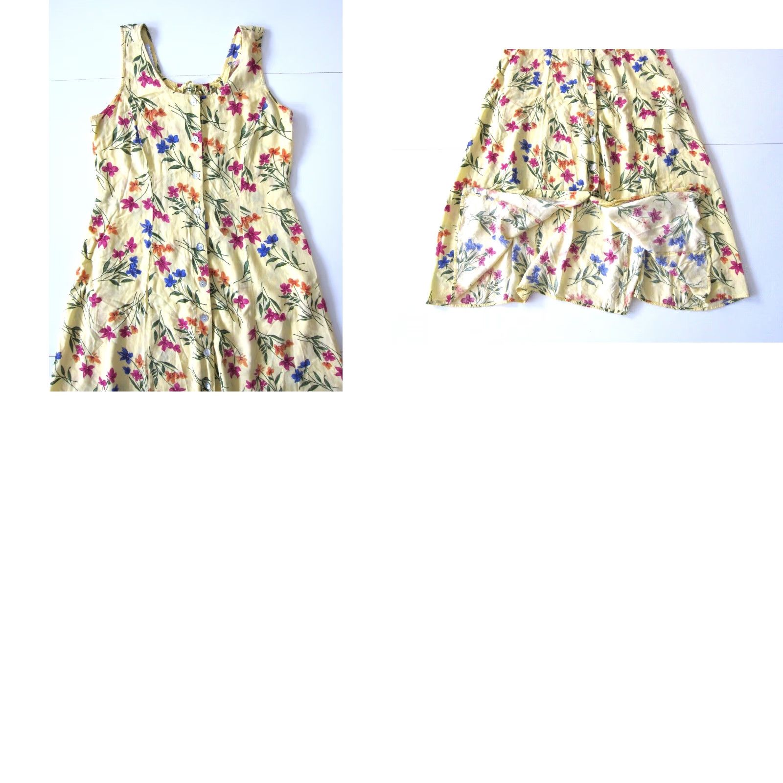 Pinko Bedford Fair Lifestyles 100% Rayon Yellow Pink Floral Long Maxi Tank Dress M Size M / US 6-8 / IT 42-44 - 8 Thumbnail