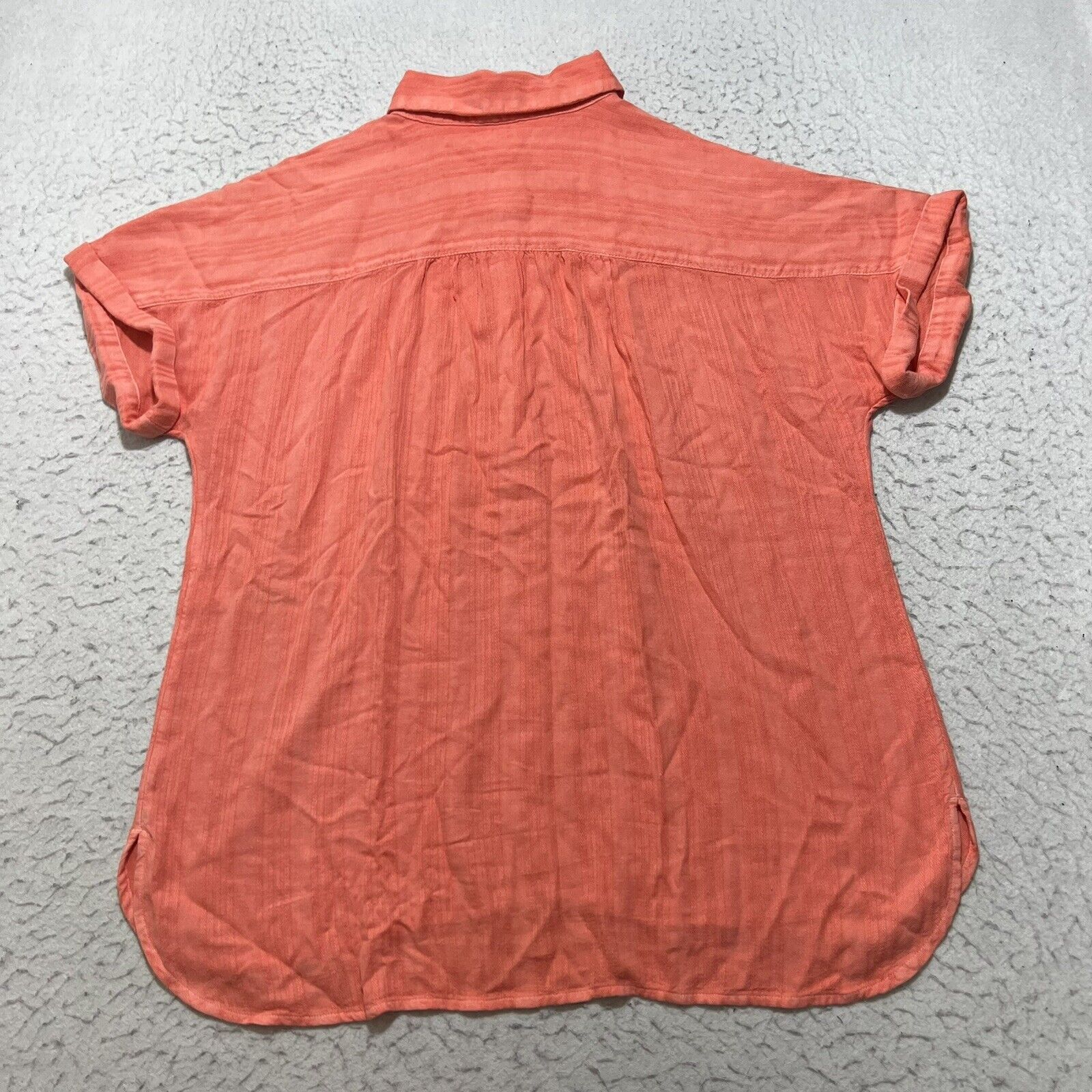 Chicos Chico's Large Linen Blend Short Sleeve Half Button Up Shirt Size L / US 10 / IT 46 - 10 Thumbnail
