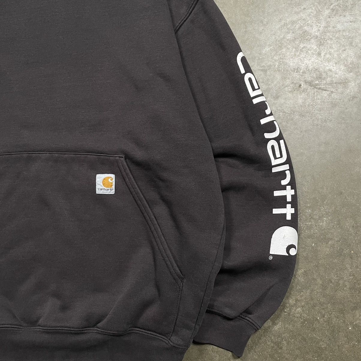 Carhartt × Carhartt Wip × Vintage Vintage Carhartt Sleeve Spellout Hoodie Black Skater Utility Size US M / EU 48-50 / 2 - 3 Thumbnail