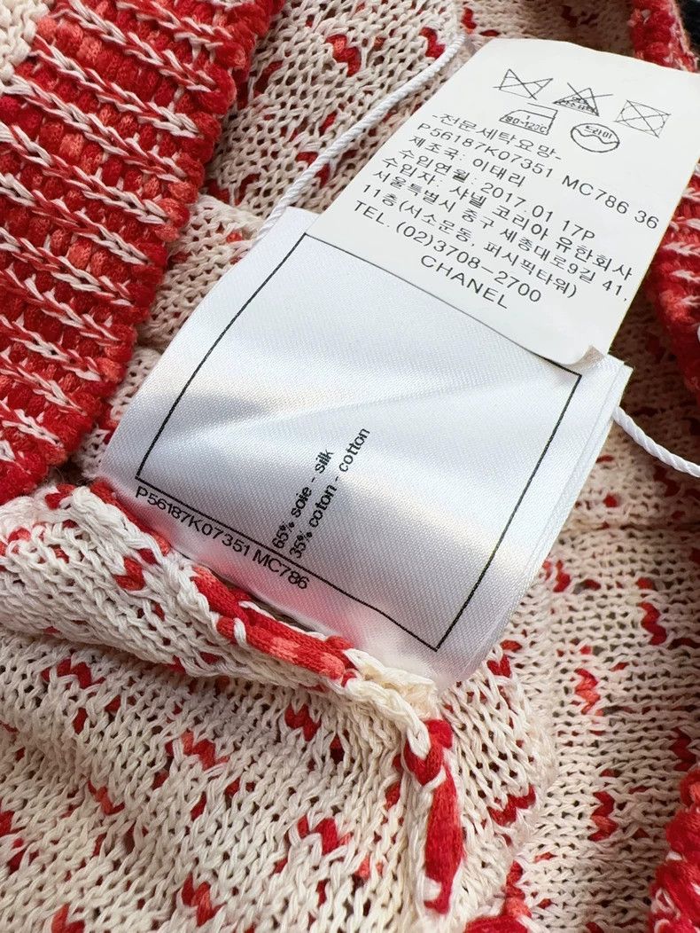 Chanel Chanel White background red and white crochet knitted slee Size XS / US 0-2 / IT 36-38 - 9 Thumbnail