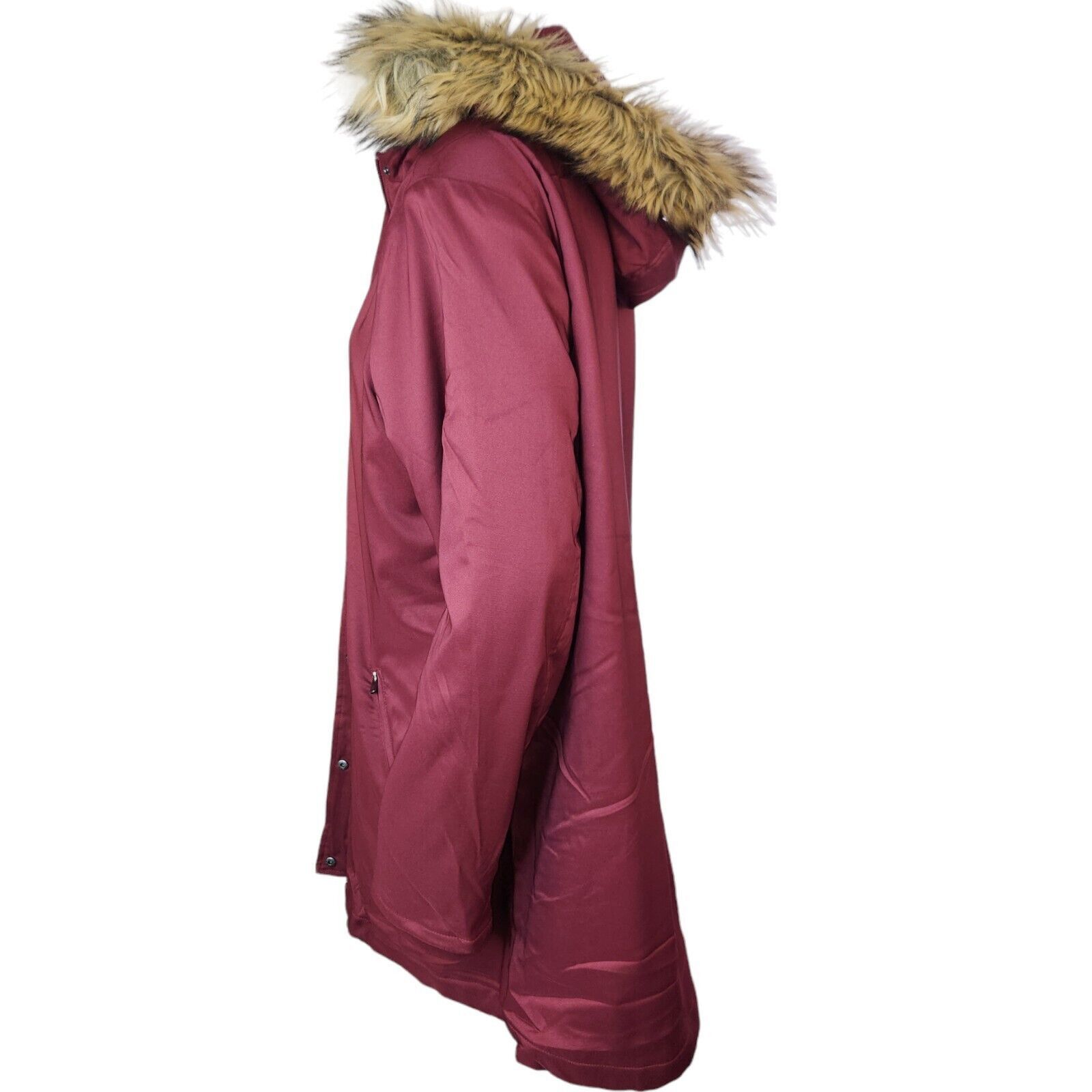 Denim & Co. Denim & Co Zip Front Twill Jacket Faux Fur Hood Wine Medium Size M / US 6-8 / IT 42-44 - 6 Thumbnail