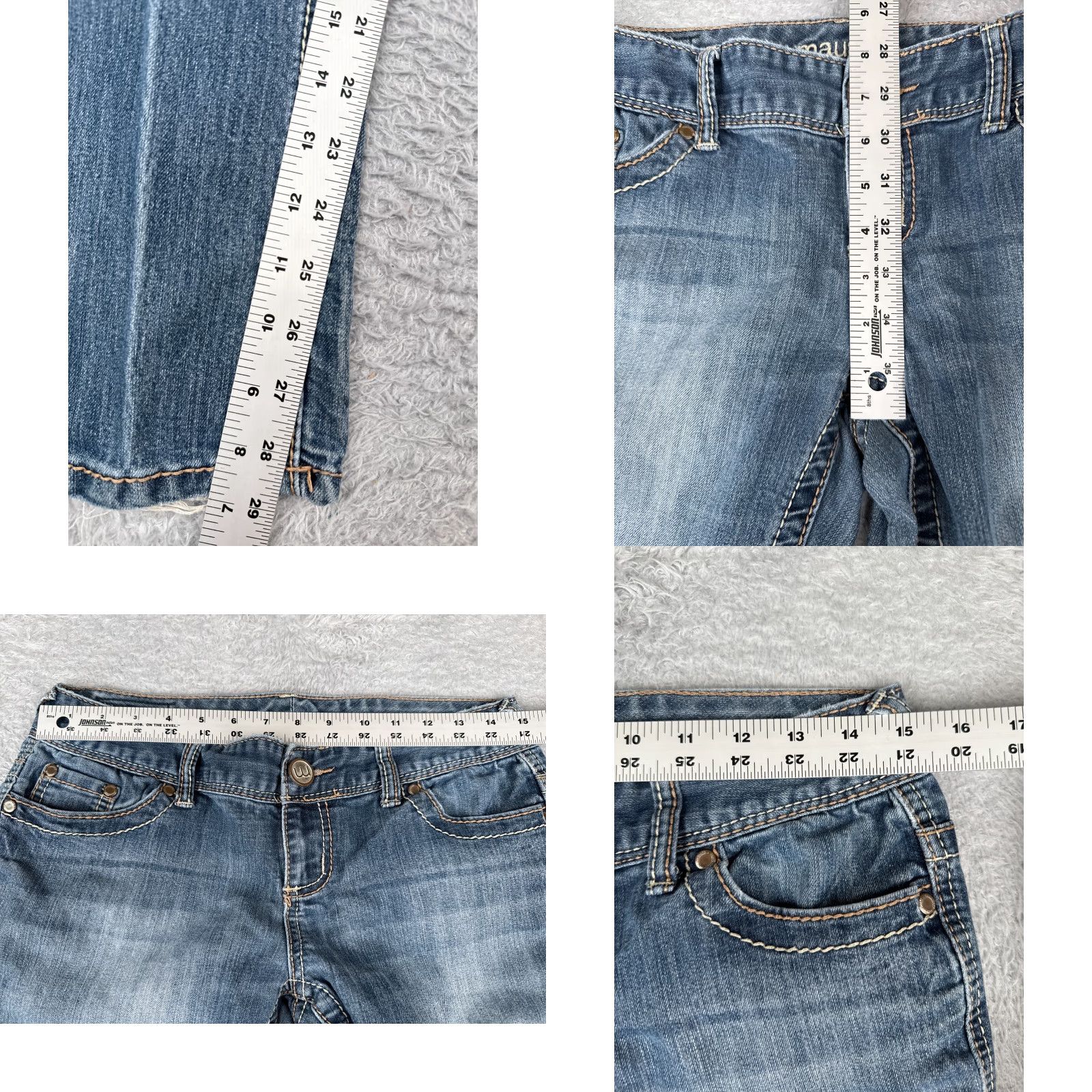 Vintage Maurines Women's Jeans 3 Regular Fit Bootcut Low Rise Denim Stretch Blue Cotton 29x29 Size 26" / US 2 / IT 38 - 8 Thumbnail