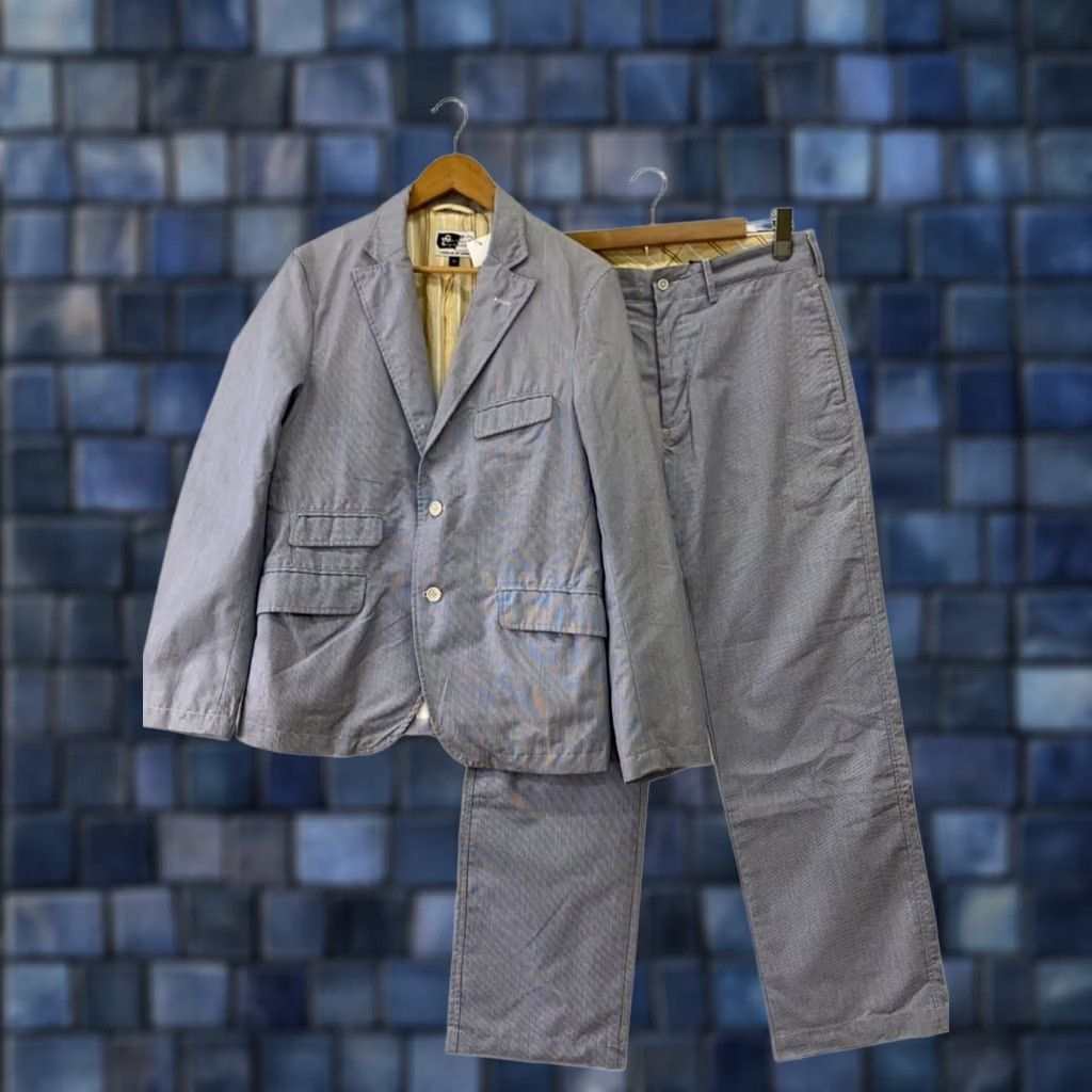 Engineered Garments Engineered Garments Andover Jacket M Blue Stripe Polyester Suit Jacket 2 Piece Mens Regular Seasonal Fall Spring Summer Winter Used Size 40R - 1 Thumbnail