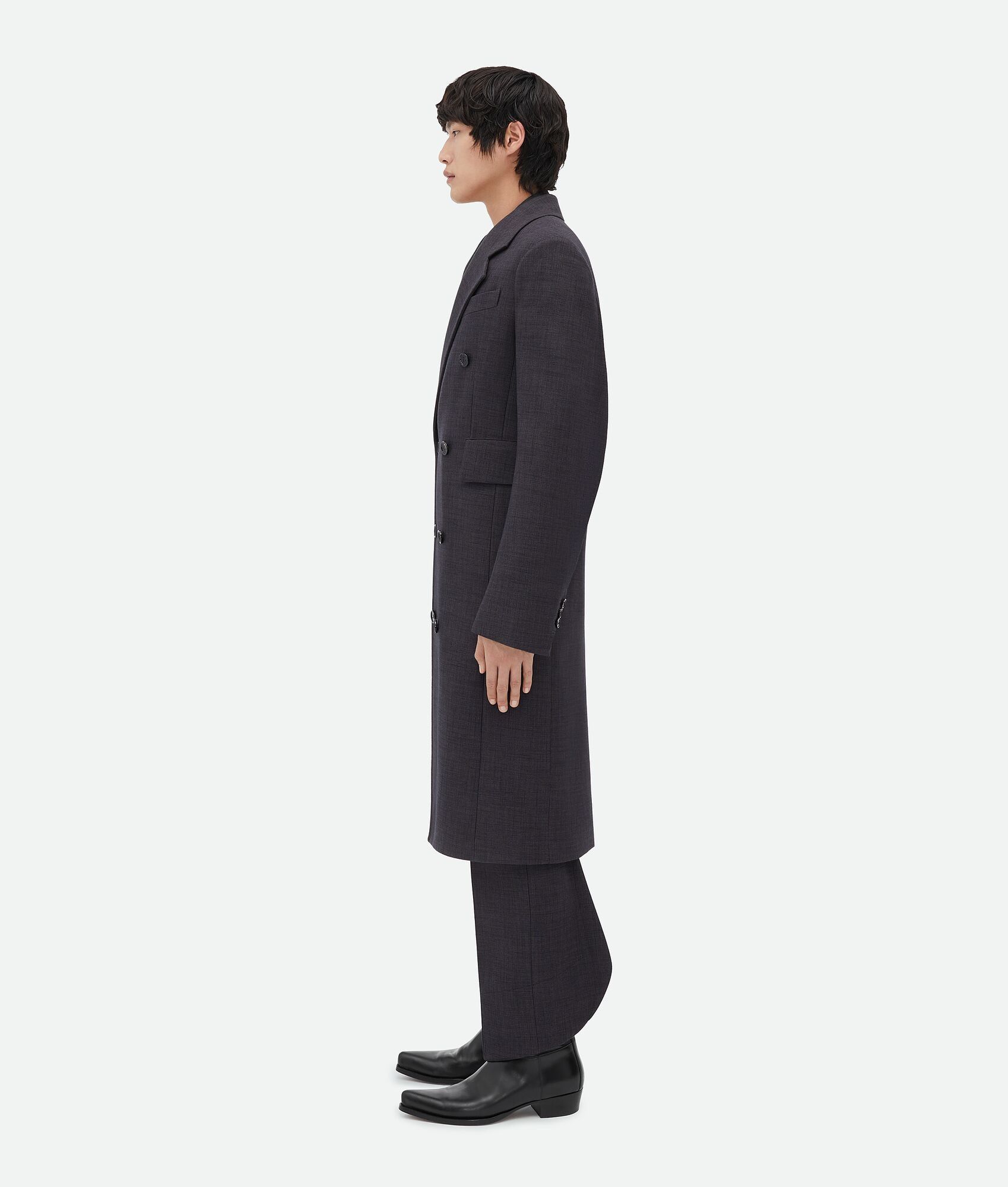 Bottega Veneta o1w1db10225 Curved Sleeves Wool Coat in Andesite Melange Size US M / EU 48-50 / 2 - 2 Thumbnail