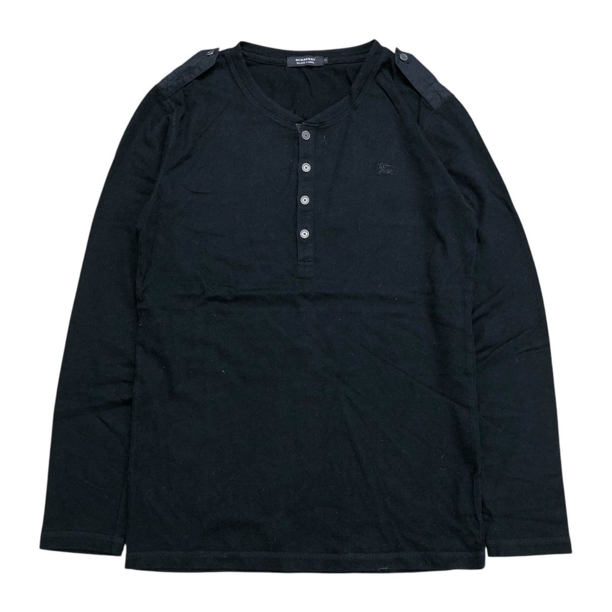 Black Label × Burberry × Designer Vintage Burberry Black Label Half Button Long Sleeve Size US M / EU 48-50 / 2 - 1 Thumbnail