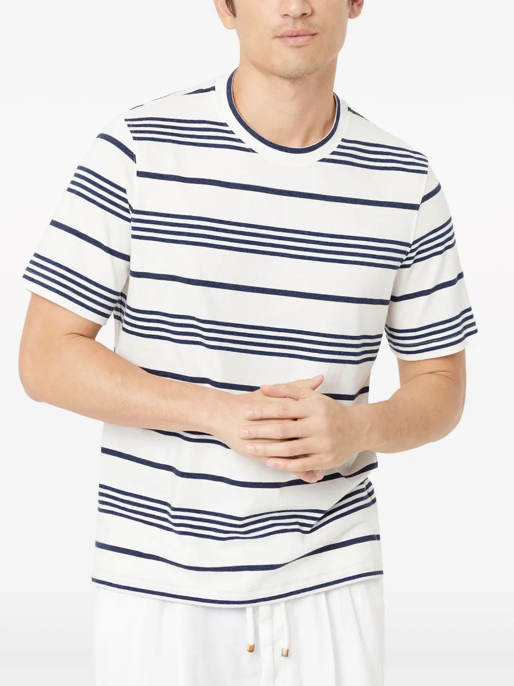Brunello Cucinelli o1y0526 Crewneck T-Shirt in White/Black Size US XS / EU 42 / 0 - 3 Thumbnail