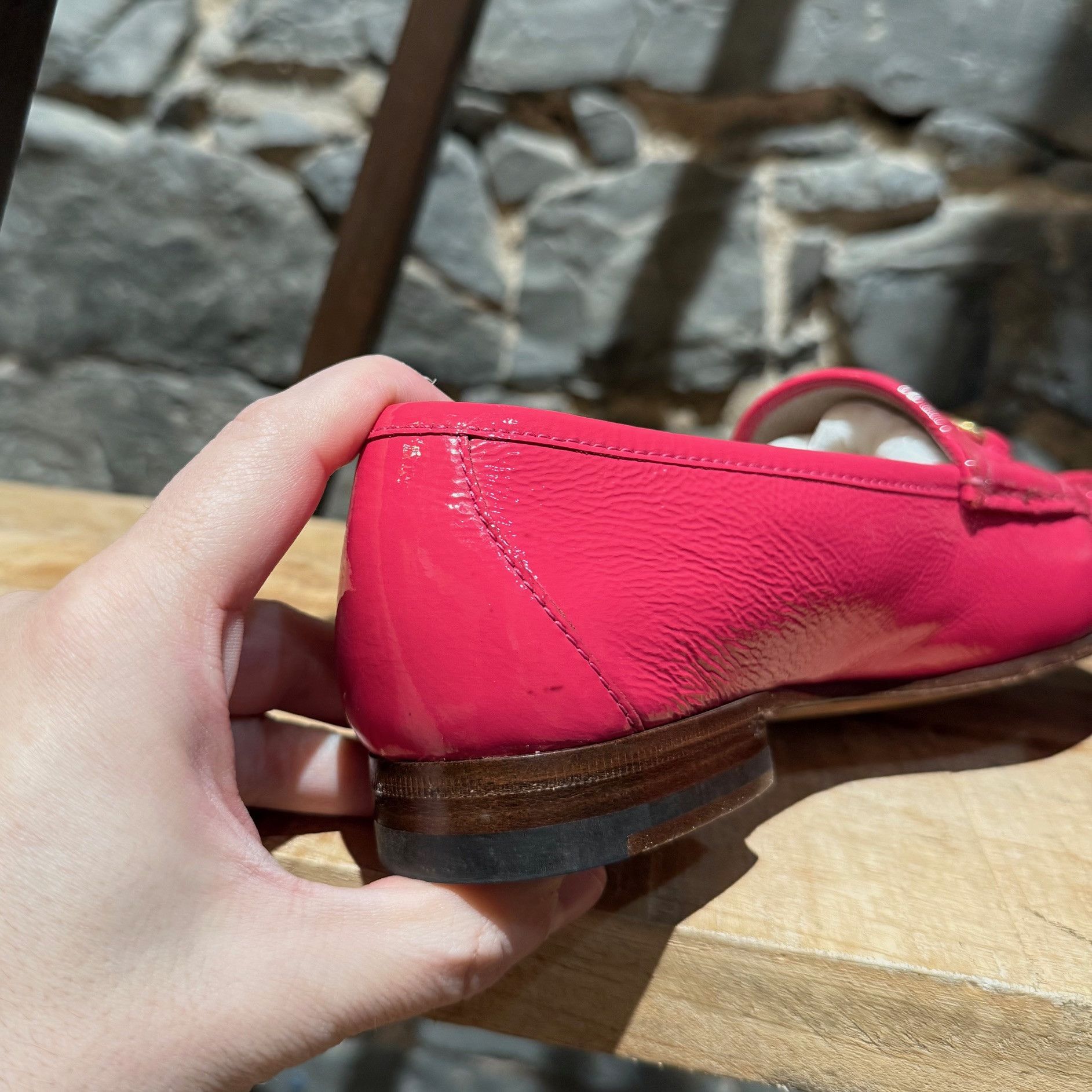 Gucci Gucci Shocking Pink Patent Leather Horsebit 1953 Loafers Size US 7.5 / IT 37.5 - 4 Thumbnail