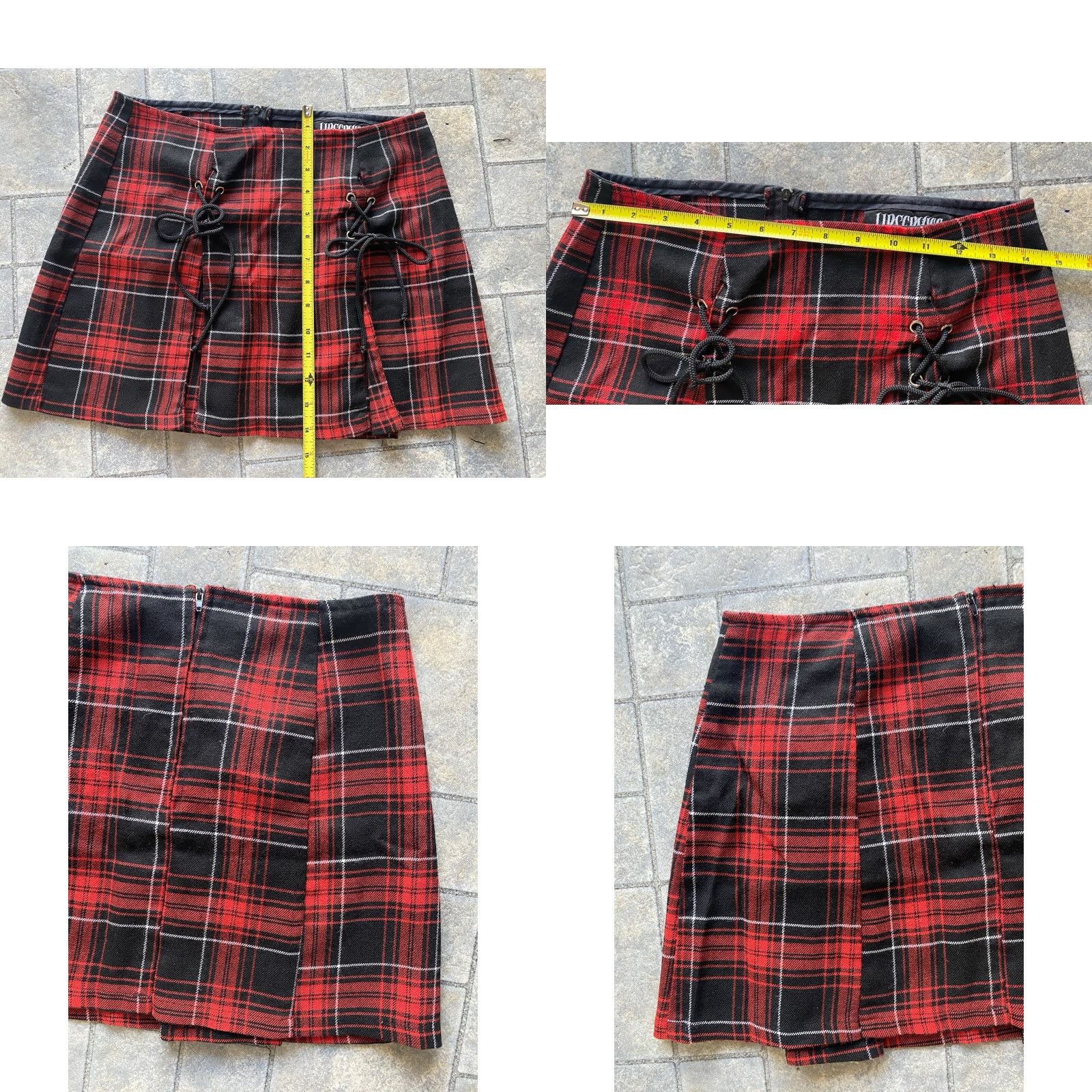 Lip Service VINTAGE Lip Service Los Angeles MEDIUM Red Black Plaid Mini Skirt Made In USA Size 32" / US 10 / IT 46 - 8 Thumbnail
