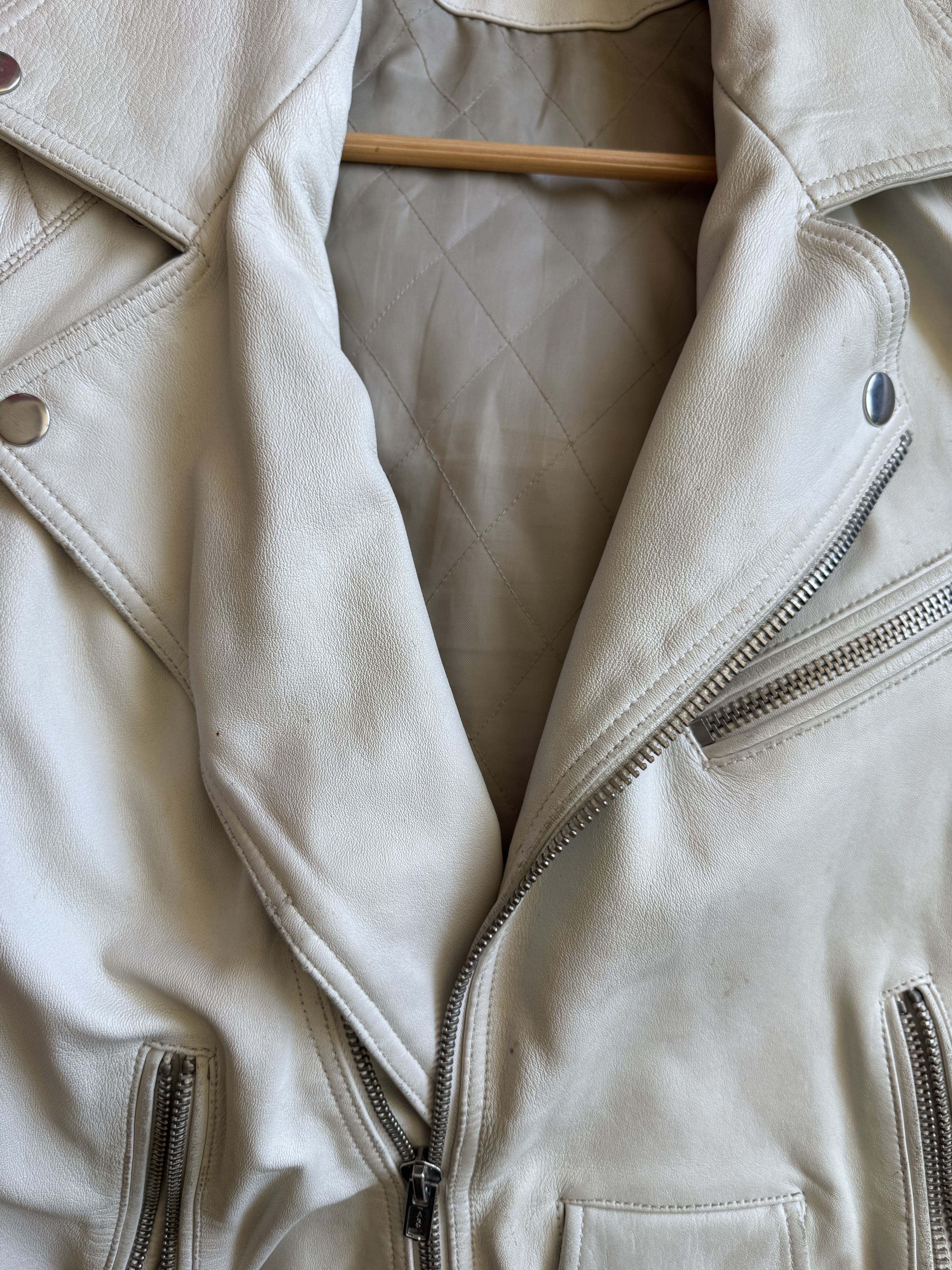 Blk Dnm BLK DNM Leather Jacket 5 Cream Vintage Lindeberg Era Moto Size US M / EU 48-50 / 2 - 4 Thumbnail