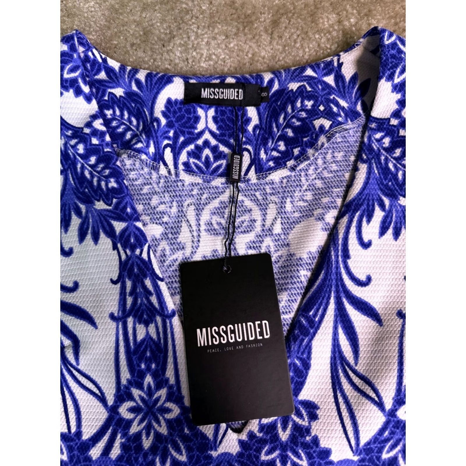 Missguided VINTAGE Missguided Blue White Floral Mini Dress Size 4 Boho 70s Womens Size S / US 4 / IT 40 - 6 Thumbnail