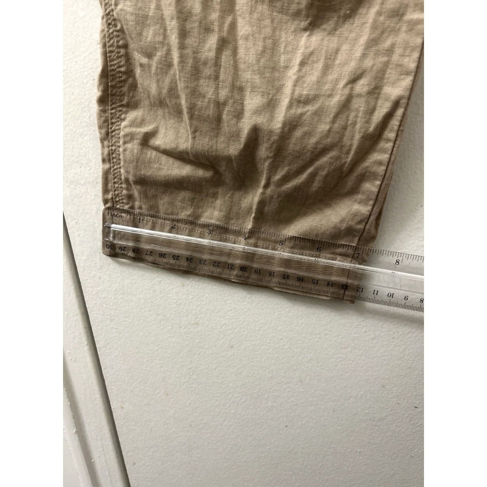Uniqlo Uniqlo Pants Womens L 27L Tan Tapered Relaxed Elastic Waist Linen Cotton Casual Travel Size 36" / US 14 / IT 50 - 5 Thumbnail