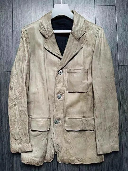 Isamu Katayama Backlash Beige Leather Jacket Size L. Size US L / EU 52-54 / 3 - 1 Thumbnail