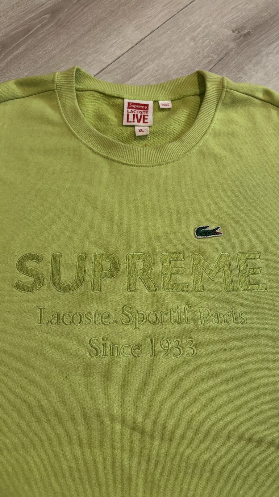 Lacoste × Supreme supreme x lacoste green crewneck XL Size US XL / EU 56 / 4 - 2 Thumbnail