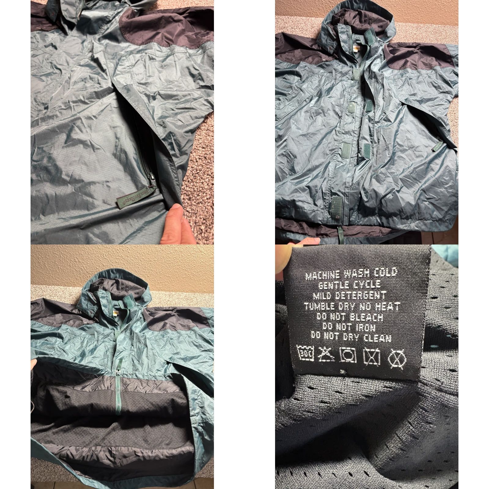Bass Pro Shops Bass Pro Shops Jacket Mens 3XL Hooded Nylon Rain Coat Fishing Rain Coat Zip Pockets Water Resistant Weathergear Outdoor Full Zip Lined Green Nylon Size US XXL / EU 58 / 5 - 8 Thumbnail