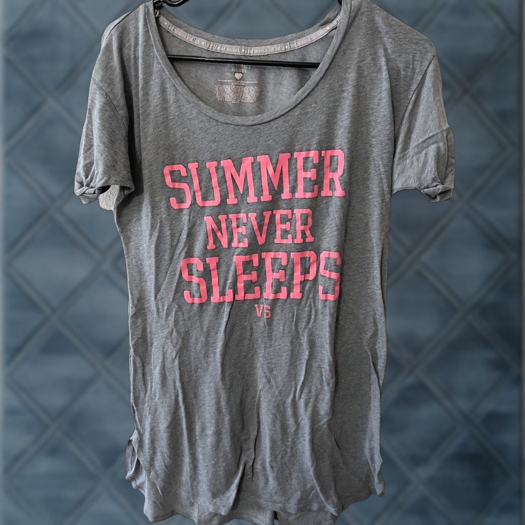 Victoria's Secret Victoria’s Secret Sleep Dress Top XS Gray Shirt Women Short Sleeve Crew Neck Pajama Top Summer Never Sleeps Size XS / US 0-2 / IT 36-38 - 1 Thumbnail