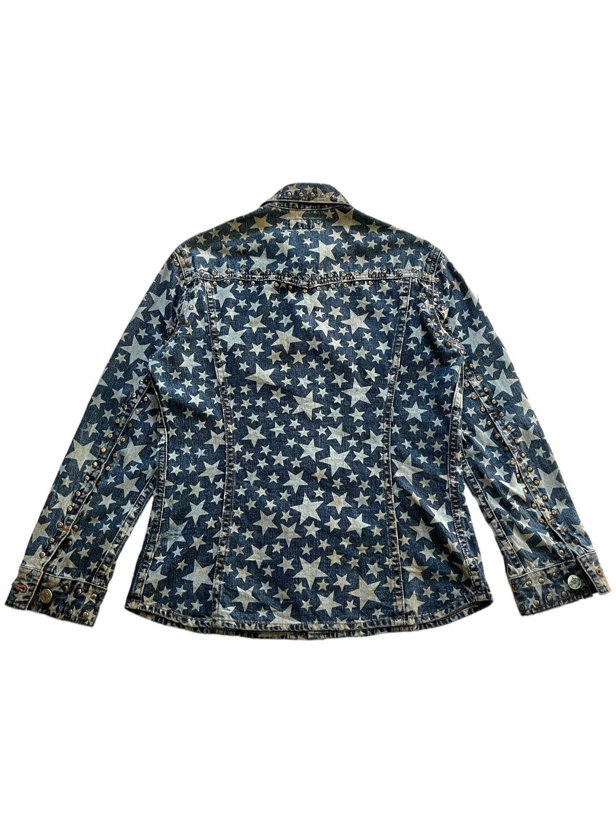 Hysteric Glamour × Japanese Brand × Seditionaries Vintage Hysteric Allover Print Stars Studded Denim Shirts Size S / US 4 / IT 40 - 2 Thumbnail