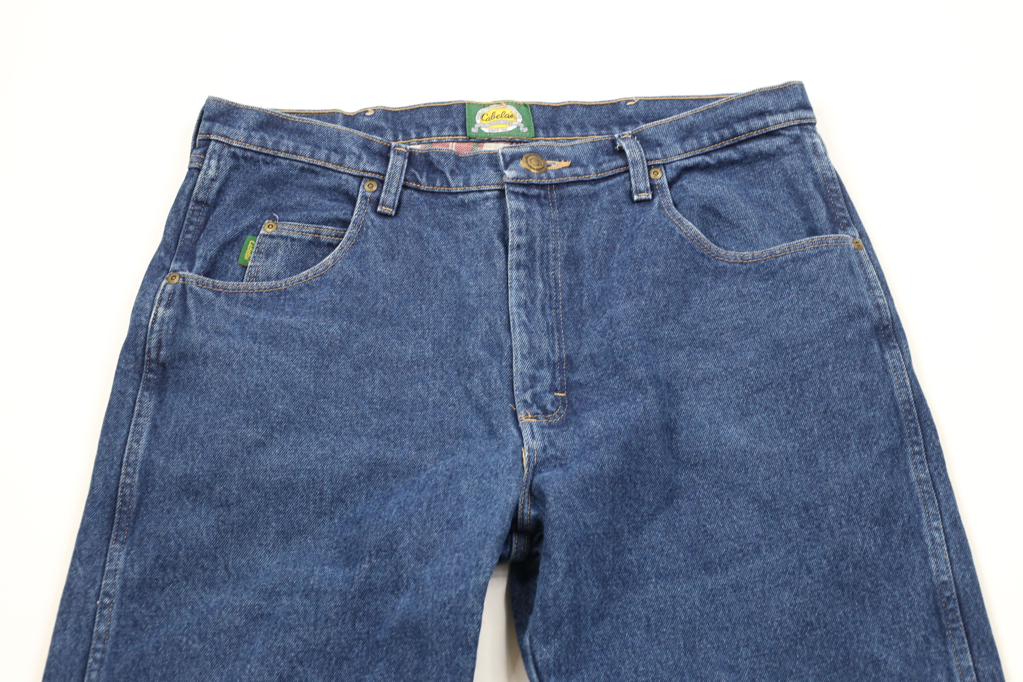 Cabelas × Vintage Vintage Cabelas Heavyweight Flannel Lined Denim Jeans Blue Size US 36 / EU 52 - 3 Thumbnail