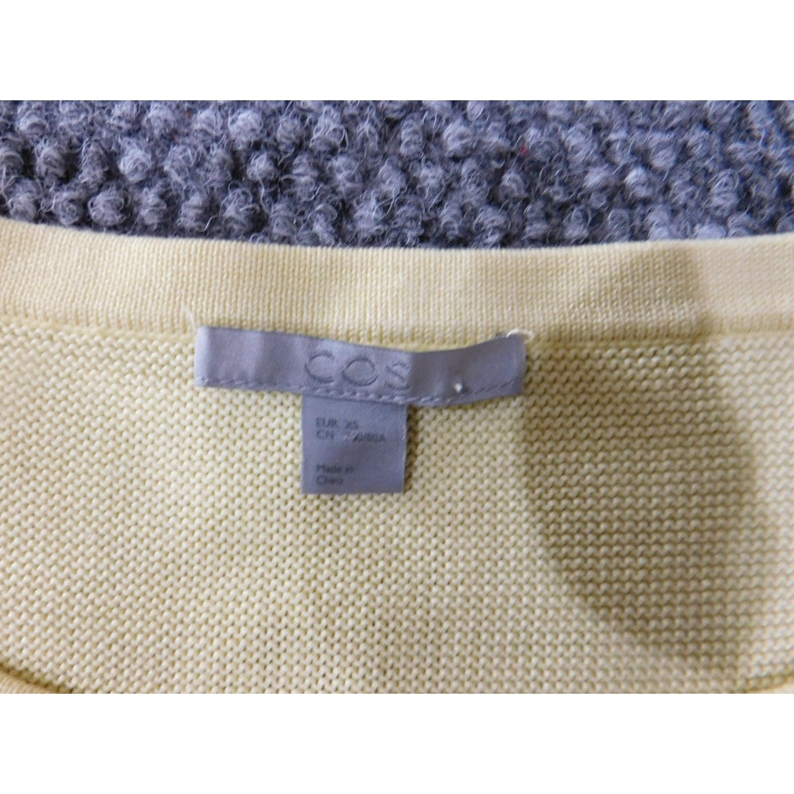 Cos COS Sweater Women XS Yellow Pullover Knit Pockets Stretch Cotton Raglan Sleeve Round Neck Casual Modern -Mens? Size XS / US 0-2 / IT 36-38 - 6 Thumbnail