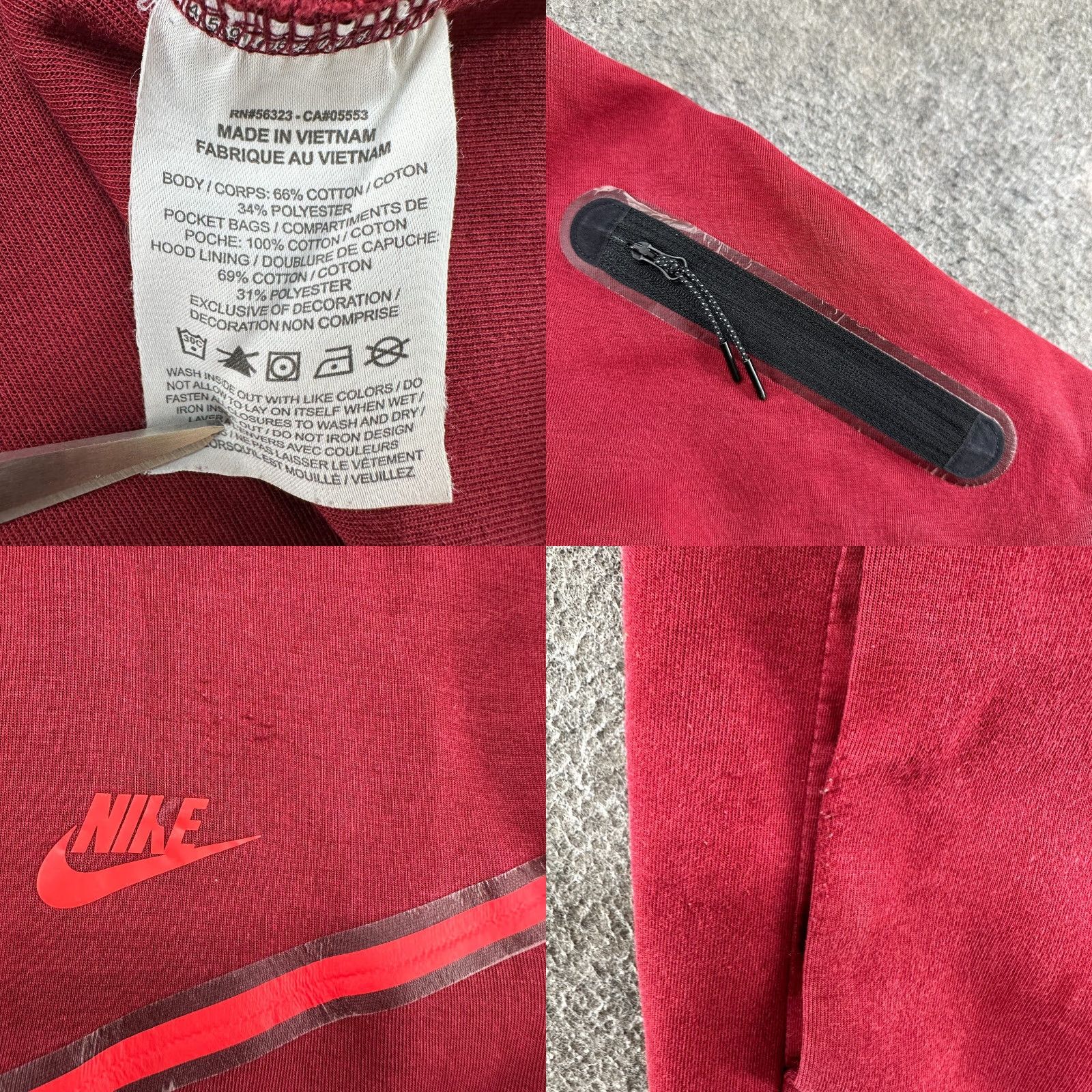 Nike Nike Hoodie Men M Red Full Zip Sweatshirt Tech Fleece Windrunner Jacket Cotton Size US M / EU 48-50 / 2 - 8 Thumbnail