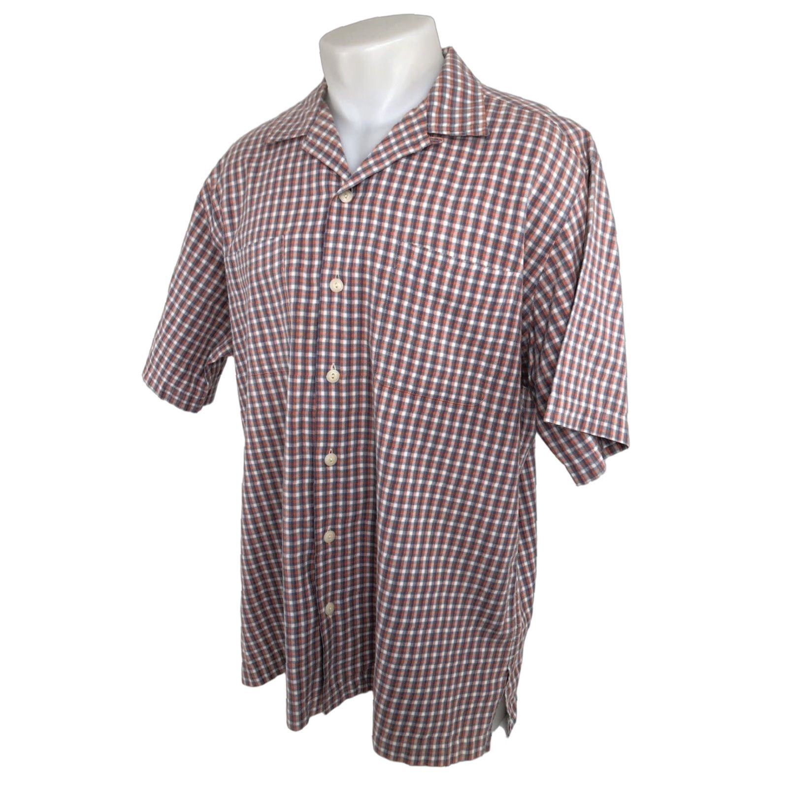 Polo Ralph Lauren Polo / Ralph Lauren Shirt Mens L plaid collar button-up short sleeve Gray / Orangish Red / White Caldwell Size US L / EU 52-54 / 3 - 1 Thumbnail