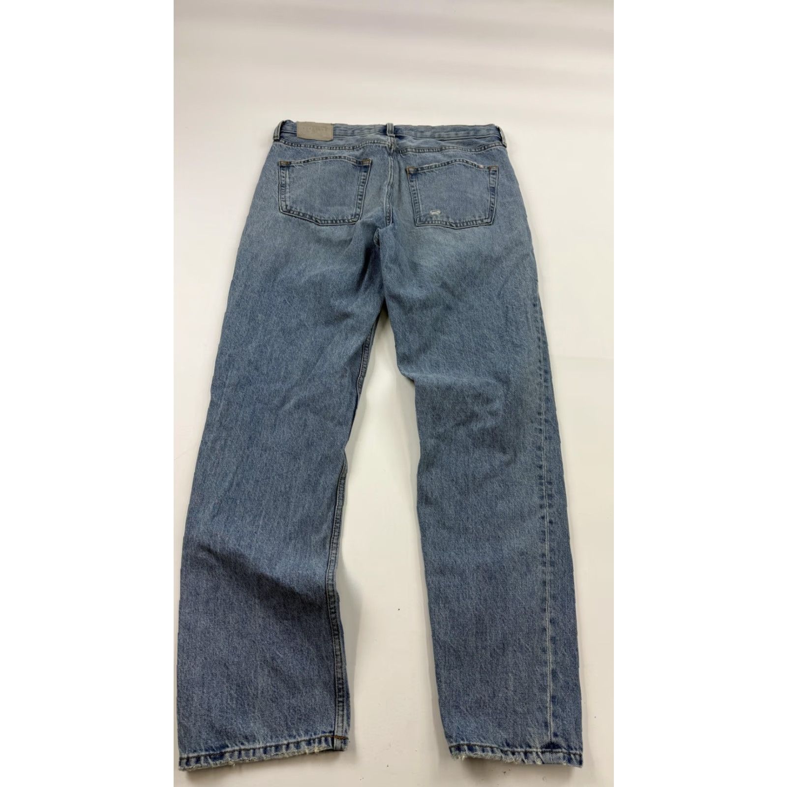 Everlane EVERLANE Light Wash Straight Jeans Womens 31x30.5 Distressed Organic Cotton Button Fly Size 24" / US 00 / IT 34 - 7 Thumbnail