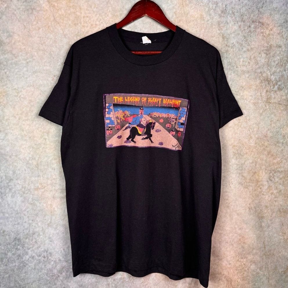 Vintage VTG 80s Screen Stars Sleepy Hollow T Shirt XL Black Single Size US XL / EU 56 / 4 - 2 Thumbnail