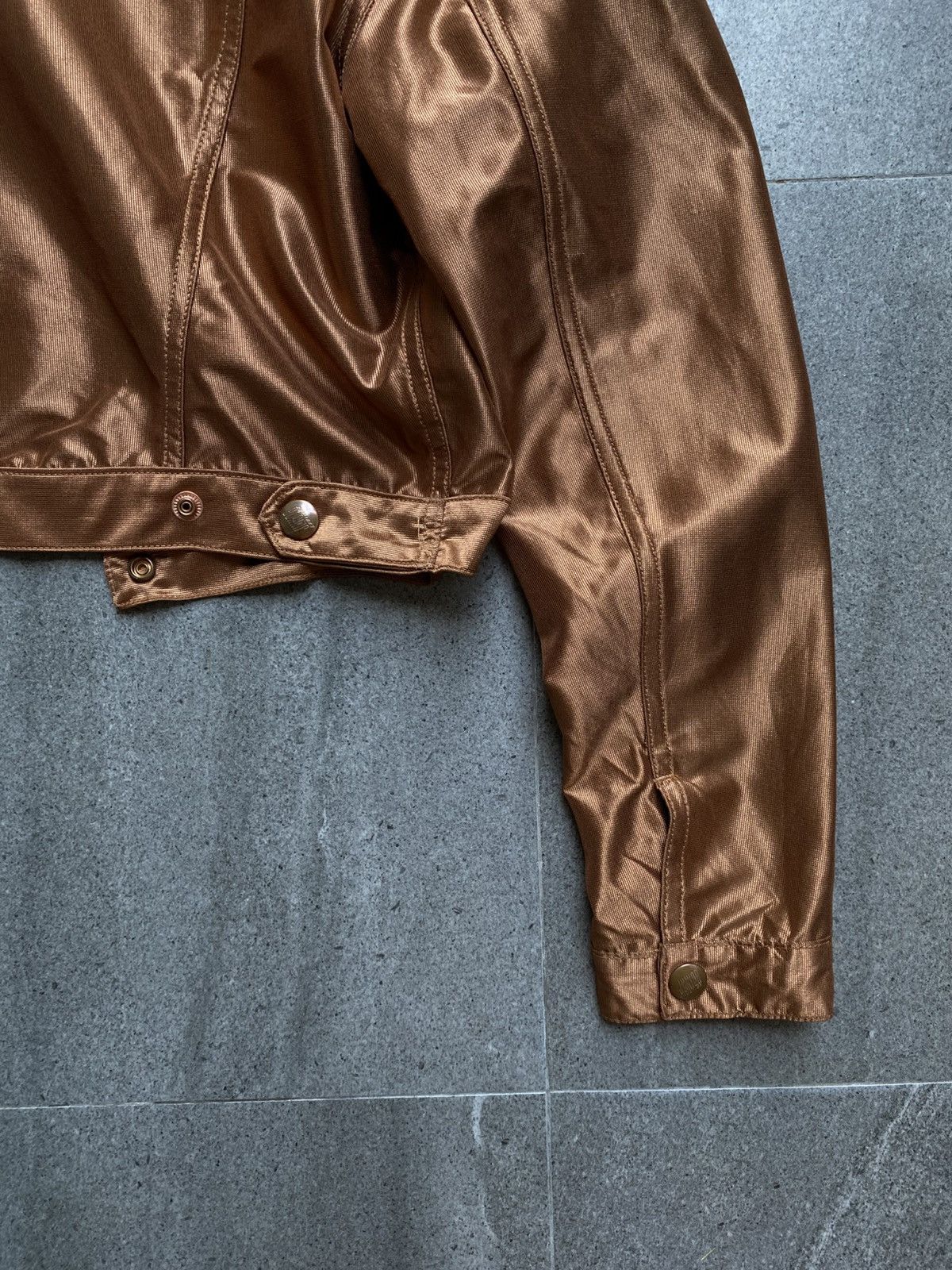 Jean Paul Gaultier Junior Gaultier Cropped Satin Trucker Jacket – Bronze Brown Size L / US 10 / IT 46 - 5 Thumbnail
