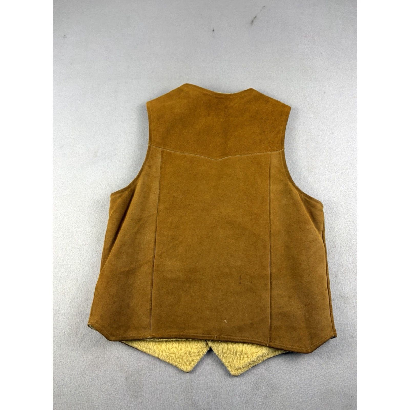 Vintage VINTAGE Bar C Vest Men Size 42 Leather Western Lined Sherpa Brown Snap Bar C 60s Mens Western Riding Coat Size US XS / EU 42 / 0 - 6 Thumbnail