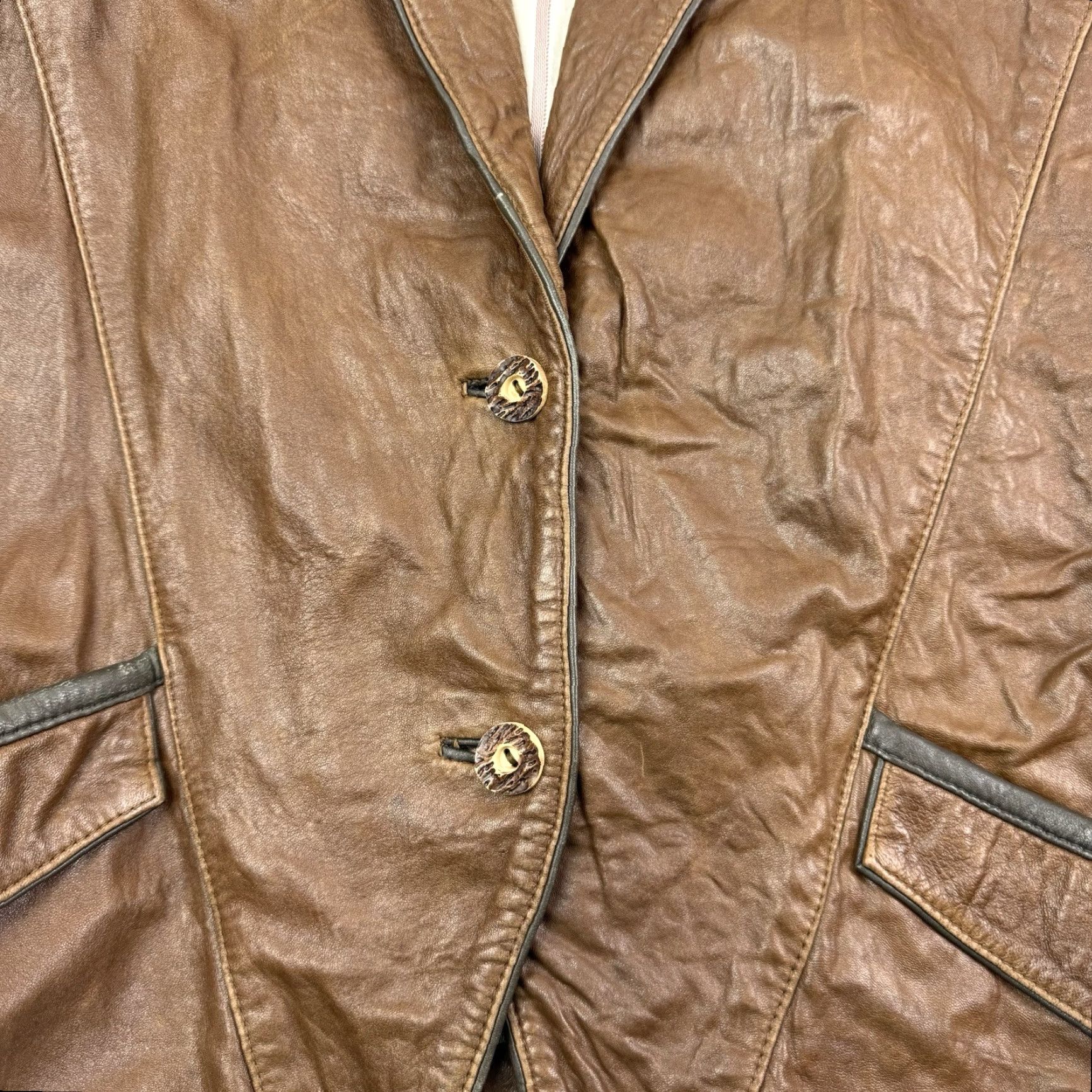 Vintage VINTAGE Toskana Leather Jacket Men Jacket L Brown Bomber 80s 90s Styled Size US L / EU 52-54 / 3 - 3 Thumbnail