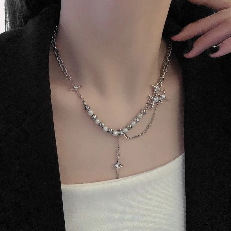 Jewelry × Vintage Cross Necklace Pendant Chain Y2k Pearl Size ONE SIZE - 2 Thumbnail