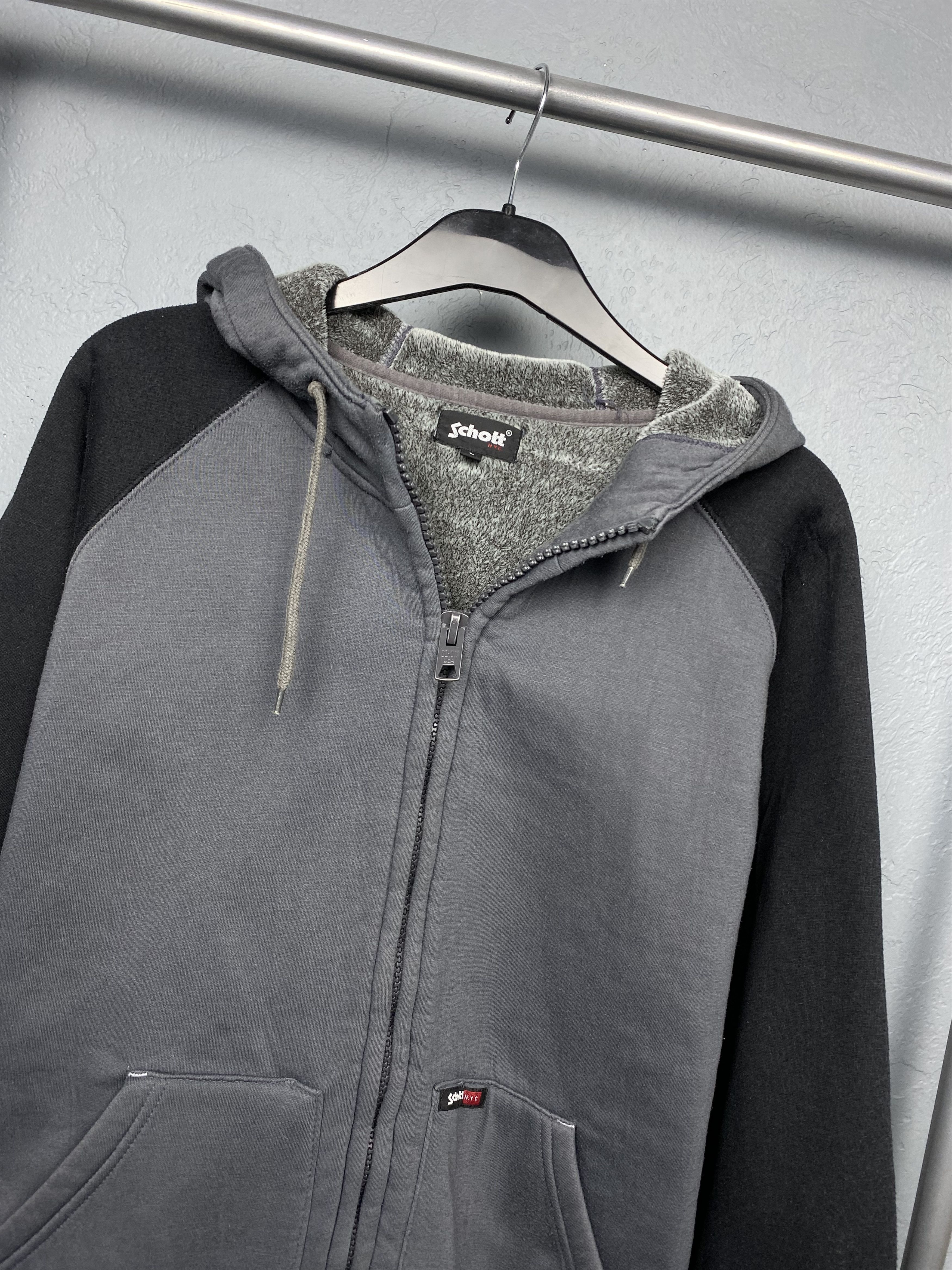 Schott × Vintage Schott Vintage Mens Sherpa Fleece Hooded Jacket Size US L / EU 52-54 / 3 - 5 Thumbnail