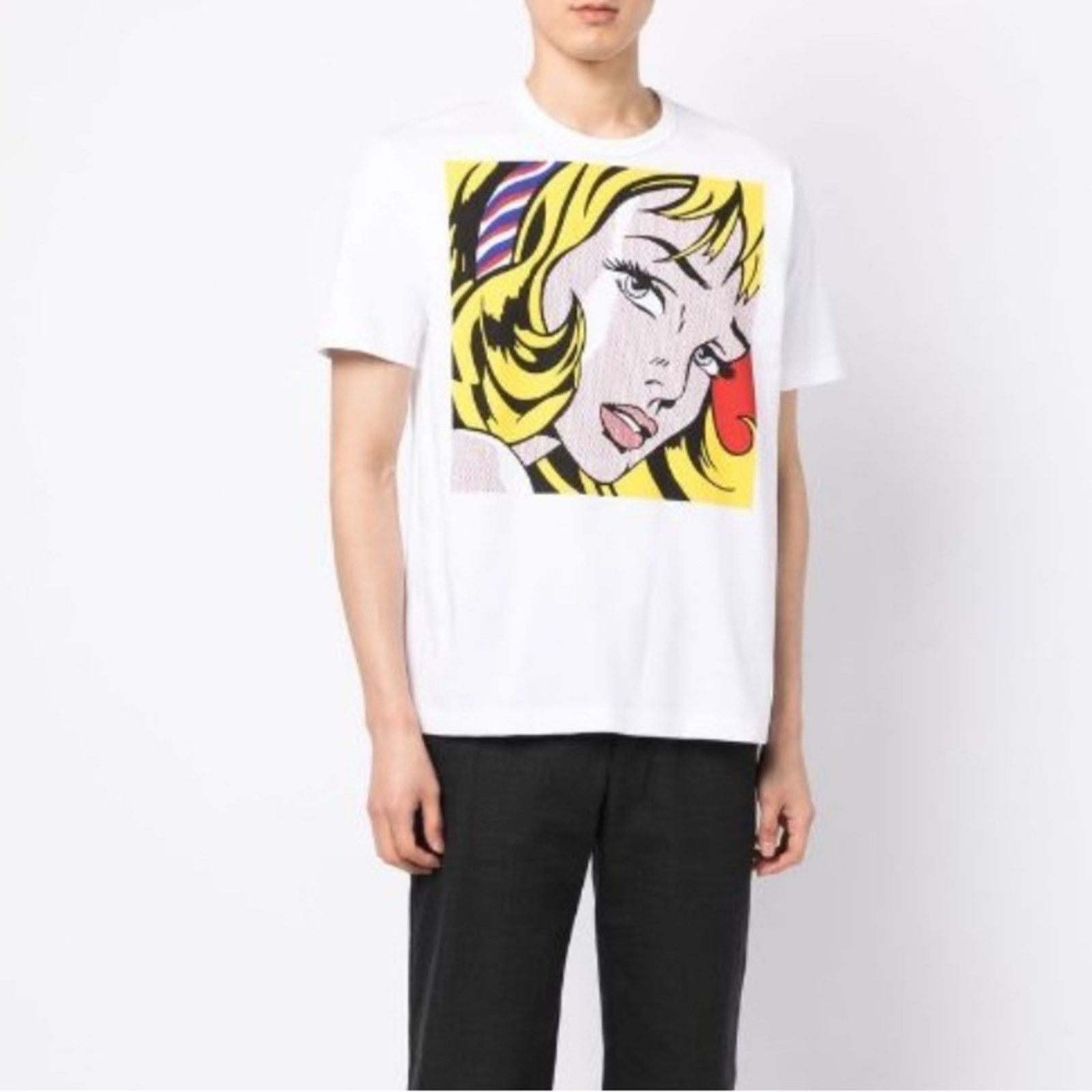 image of Junya Watanabe Pop Art Print Cotton Jersey Tee Shirt NWT L in White, Men's (Size Large)