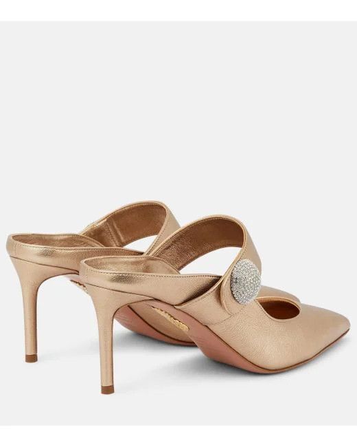 Aquazzura o1srvl11e1024 Mules in Gold Size US 7 / IT 37 - 4 Thumbnail